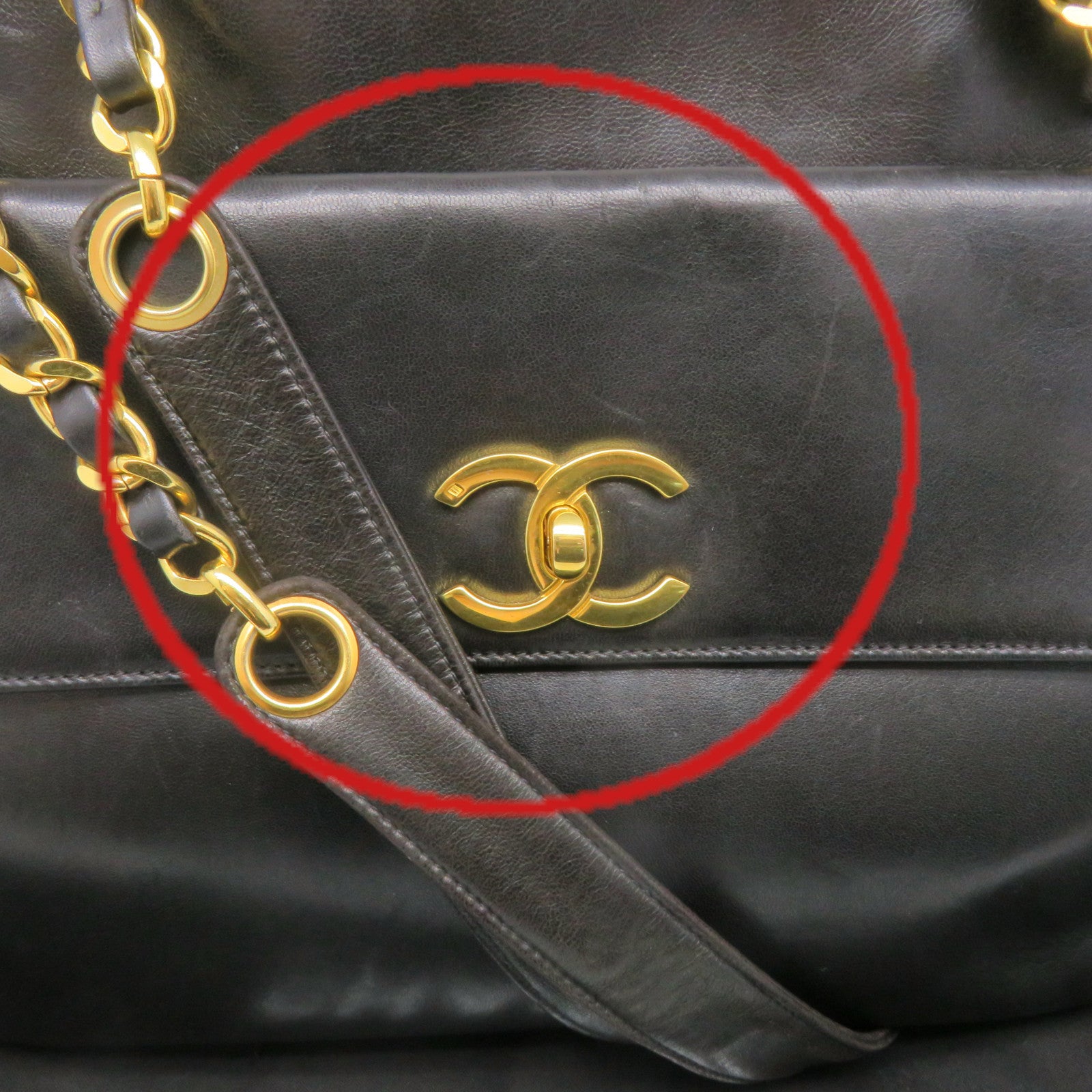 CHANEL 【激減優惠】羊皮皮革Chain Shoulder Bag金扣鏈帶肩背袋黑色