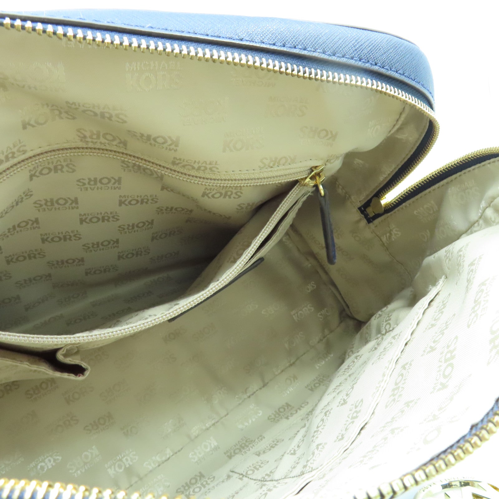 Michael Kors 牛皮皮革2 Way Shoulder金扣手挽肩背兩用袋藍色