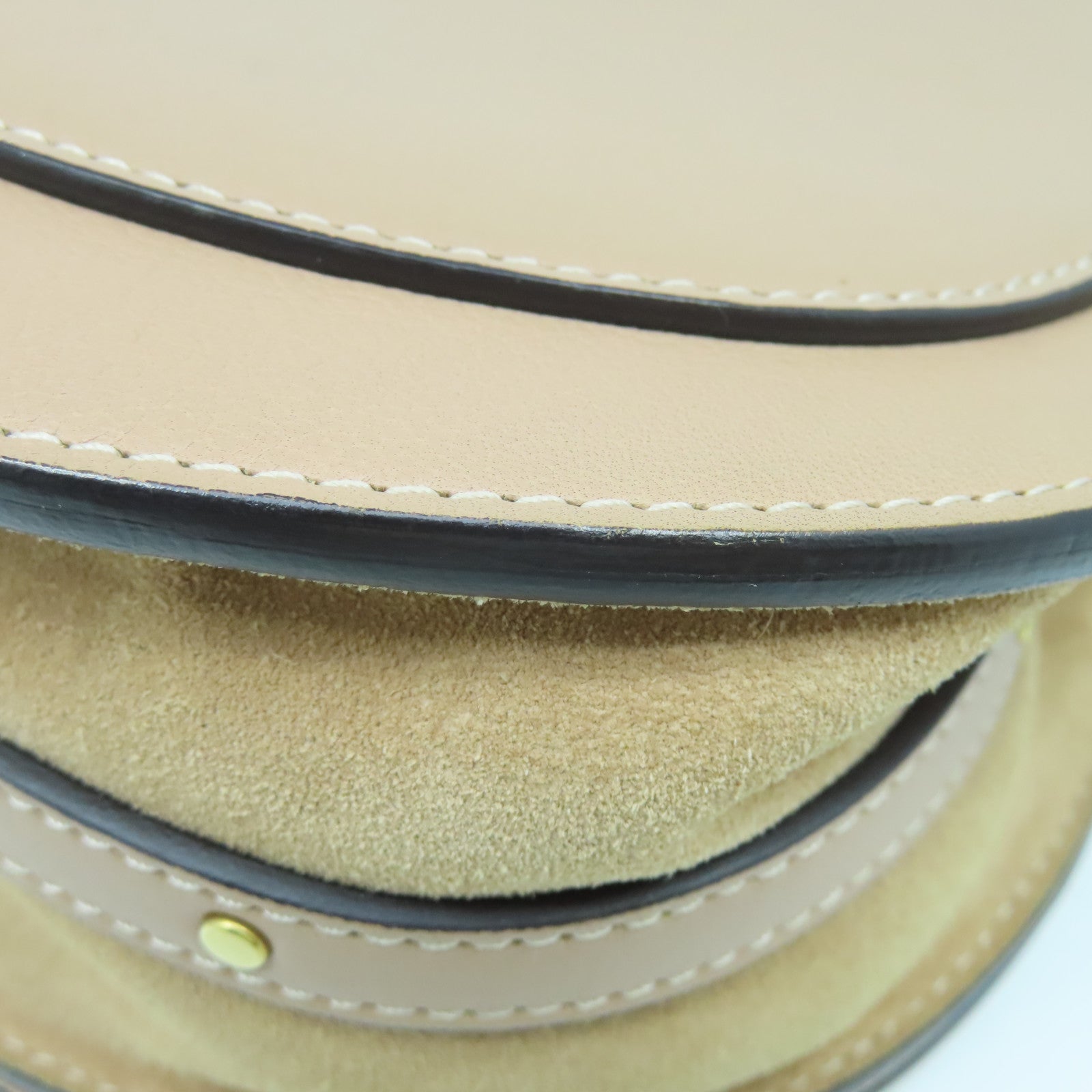 Chloe 牛皮皮革Shoulder Bag金扣手挽肩背两用袋杏色