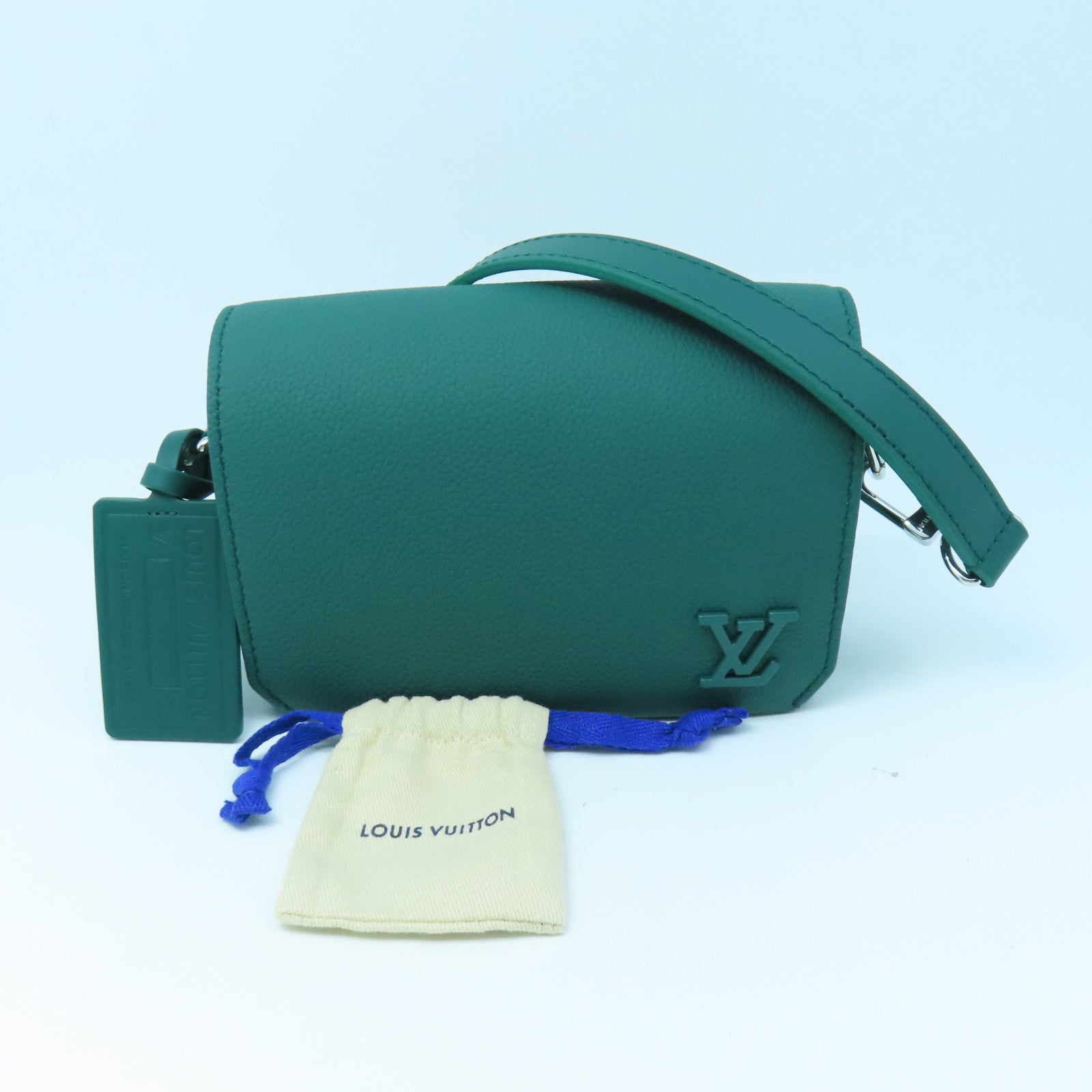 LOUIS VUITTON Aerogram Fastline Silver Buckle Shoulder Bag Green
