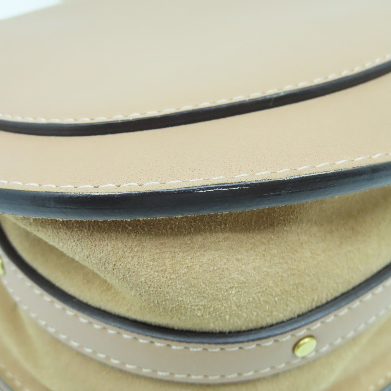 Chloe 牛皮皮革Shoulder Bag金扣手挽肩背两用袋杏色