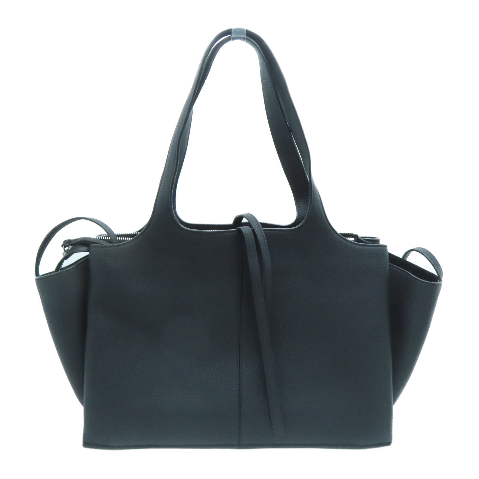 CELINE 牛皮皮革Frifold Tote銀扣手挽袋/肩背袋黑色