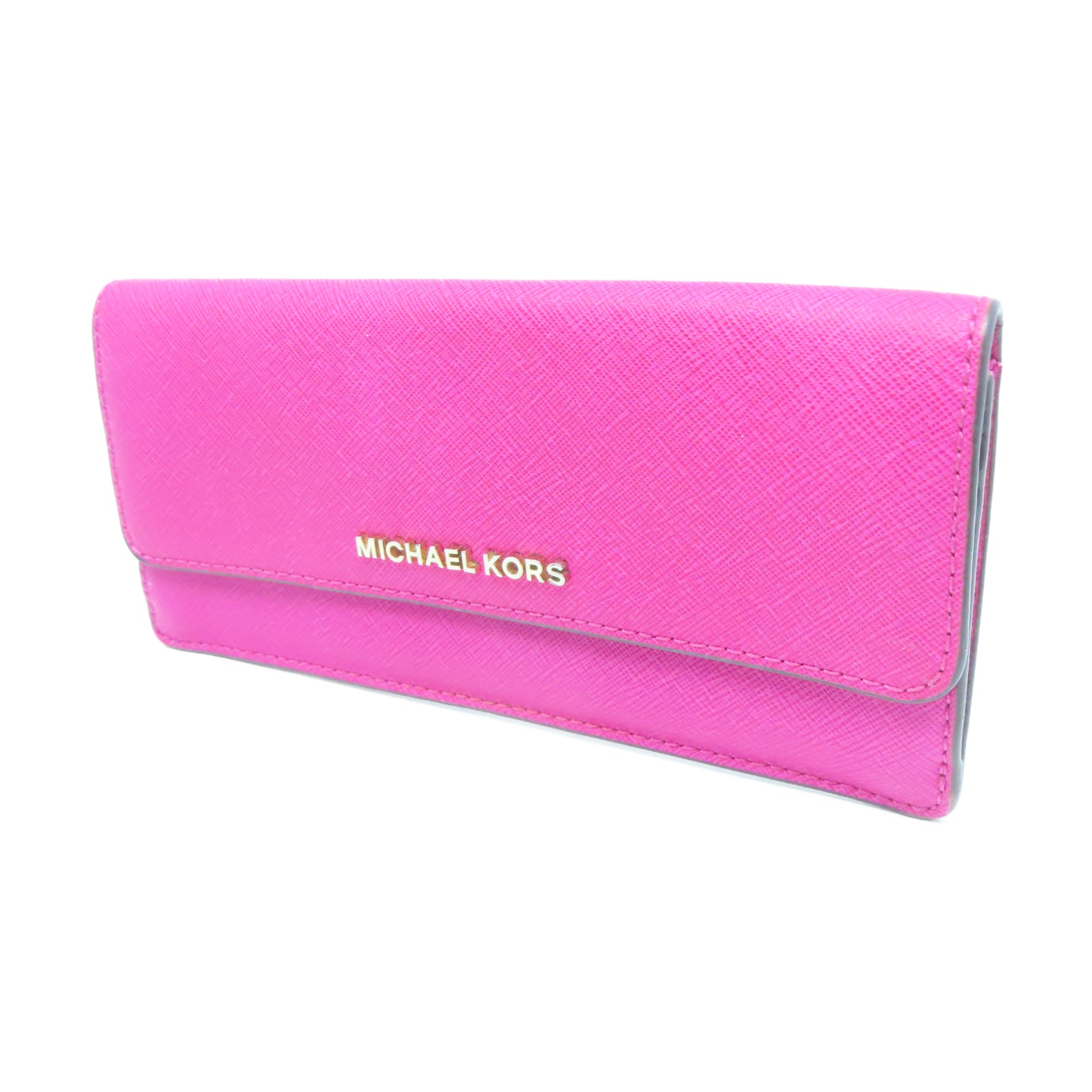 Michael Kors 皮革Long Wallet金扣長錢包粉紅色
