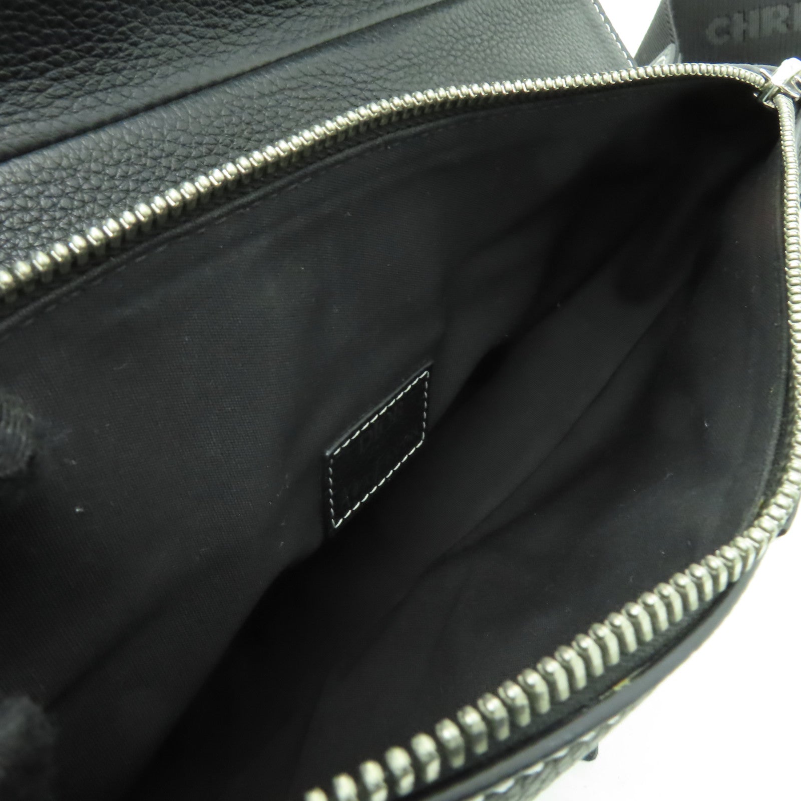 Dior 牛皮皮革Saddle銀扣肩背袋黑色