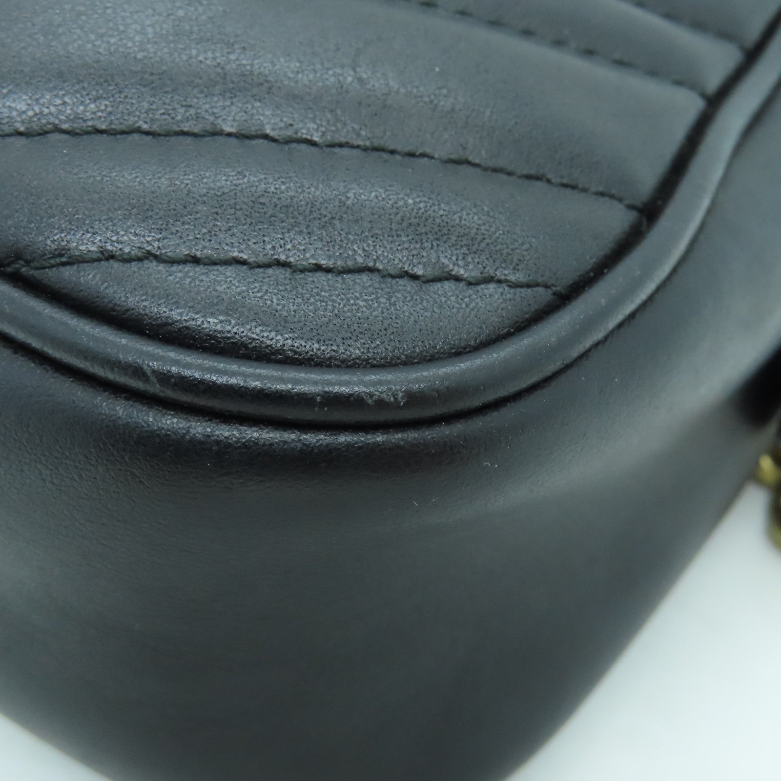GUCCI Calfskin Leather GG Marmont Gold Buckle Shoulder Bag Black