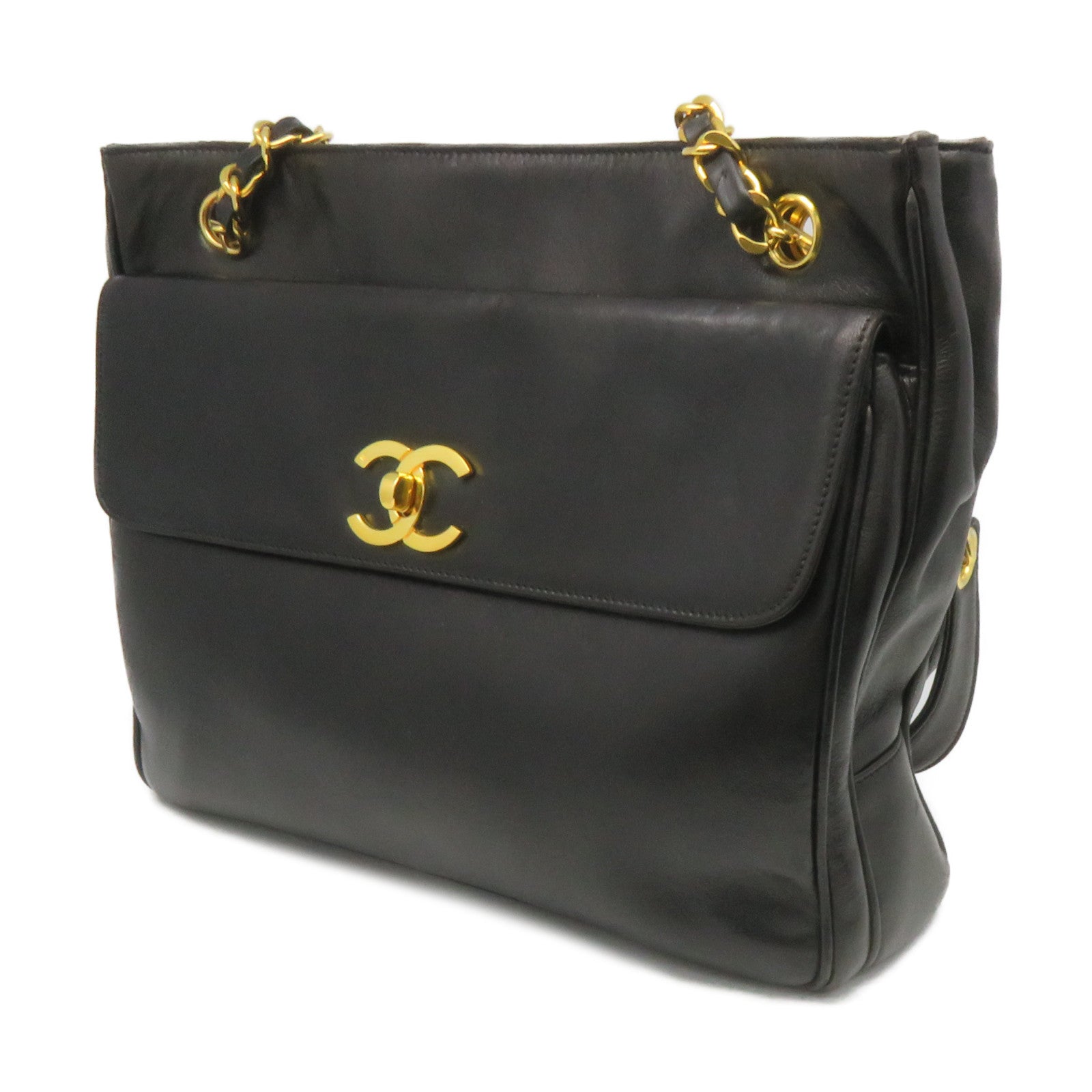 CHANEL 【激減優惠】羊皮皮革Chain Shoulder Bag金扣鏈帶肩背袋黑色