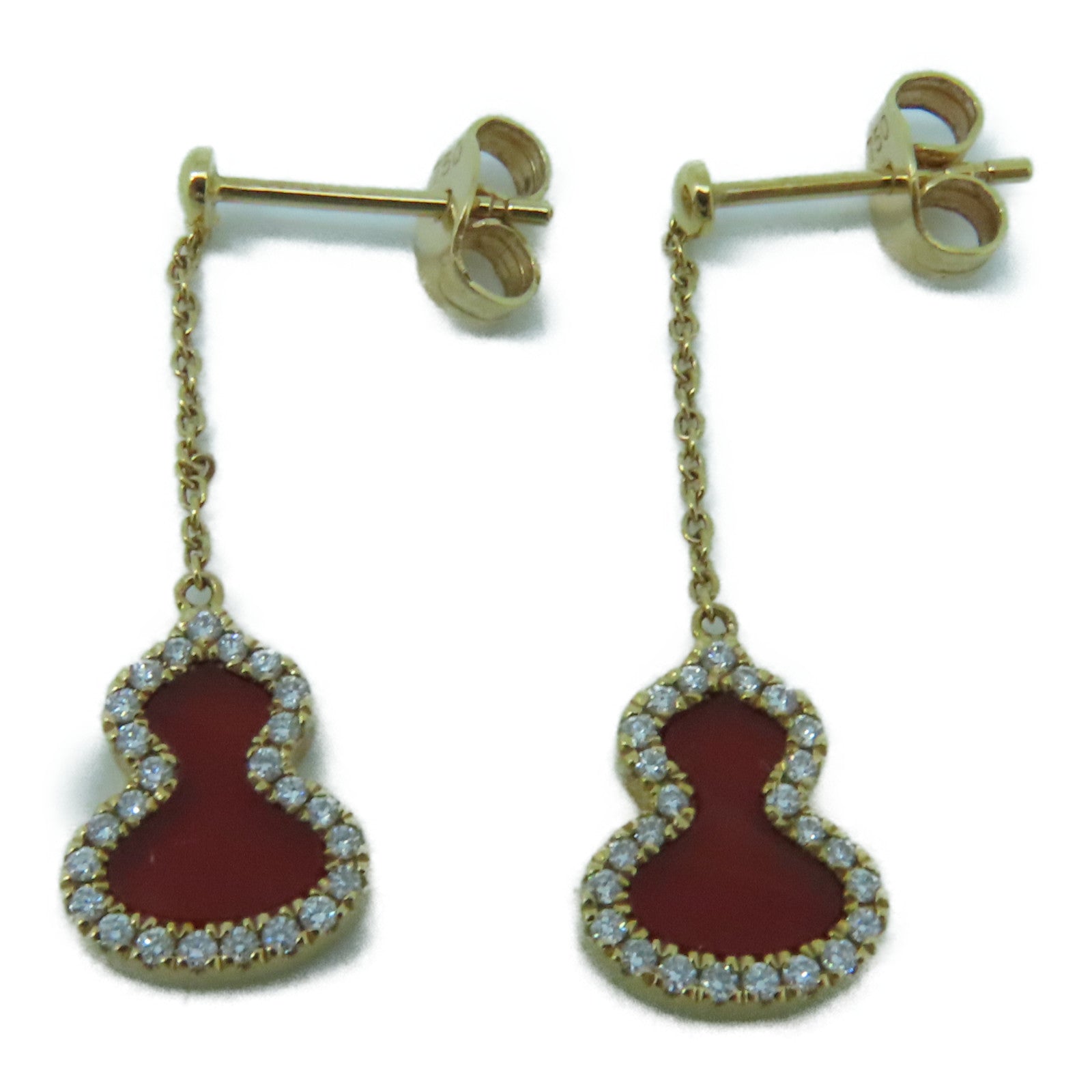 JEWELRY 18K黃金Qeelin Diamond Earrings0.175ct鑽石耳環紅色/金色