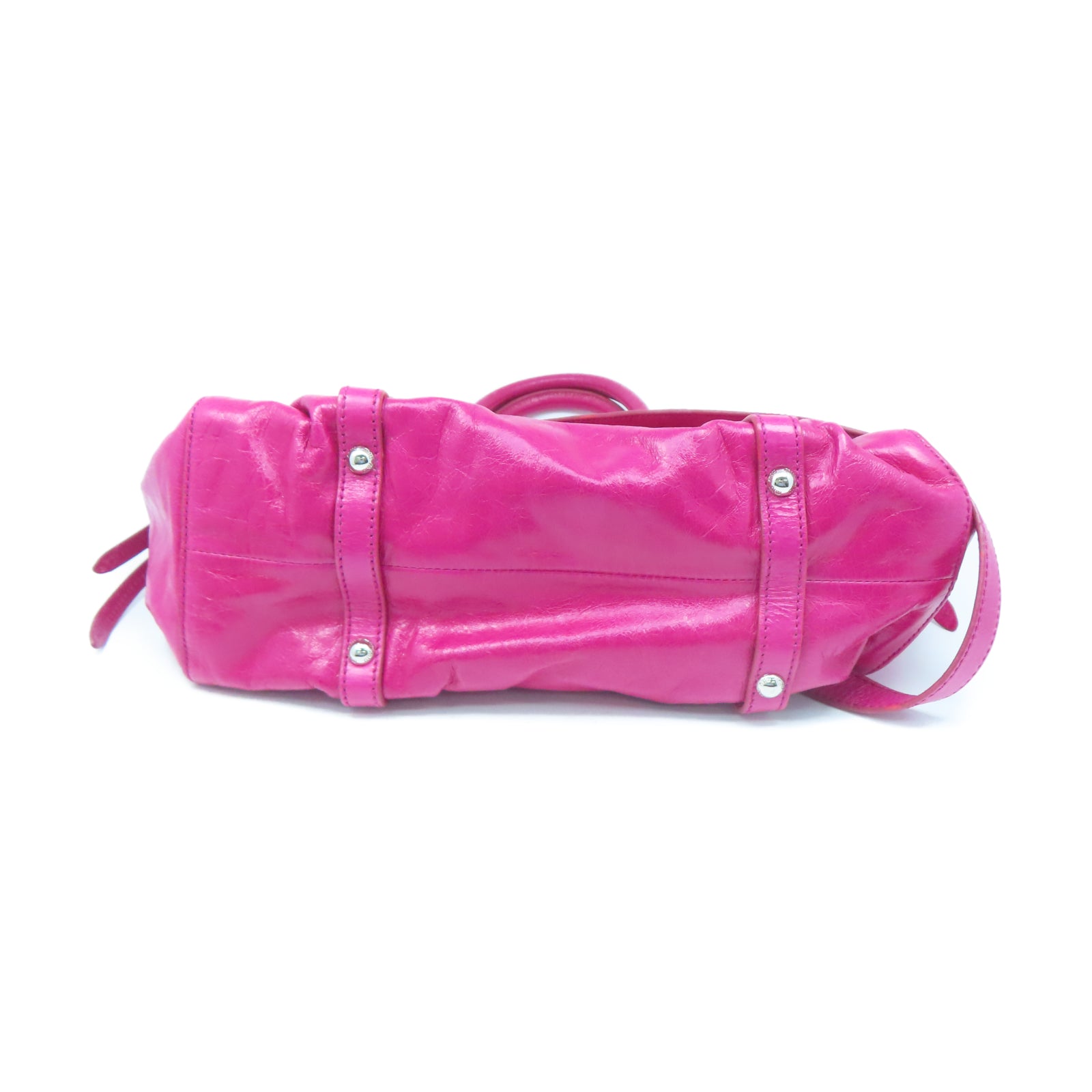 Miu Miu 牛皮皮革2 Way Shoulder銀扣手挽肩背兩用袋粉紅色