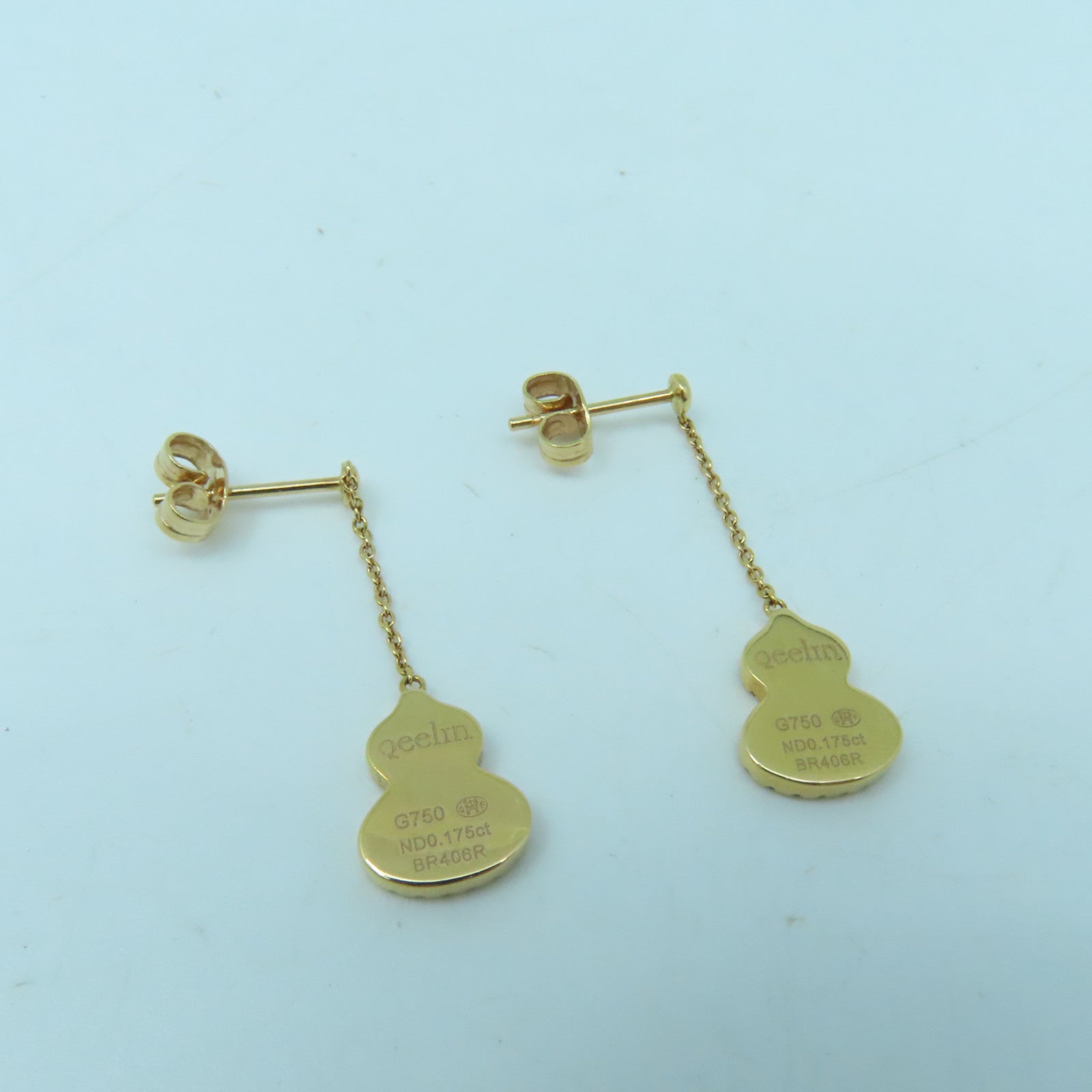 JEWELRY 18K黃金Qeelin Diamond Earrings0.175ct鑽石耳環紅色/金色