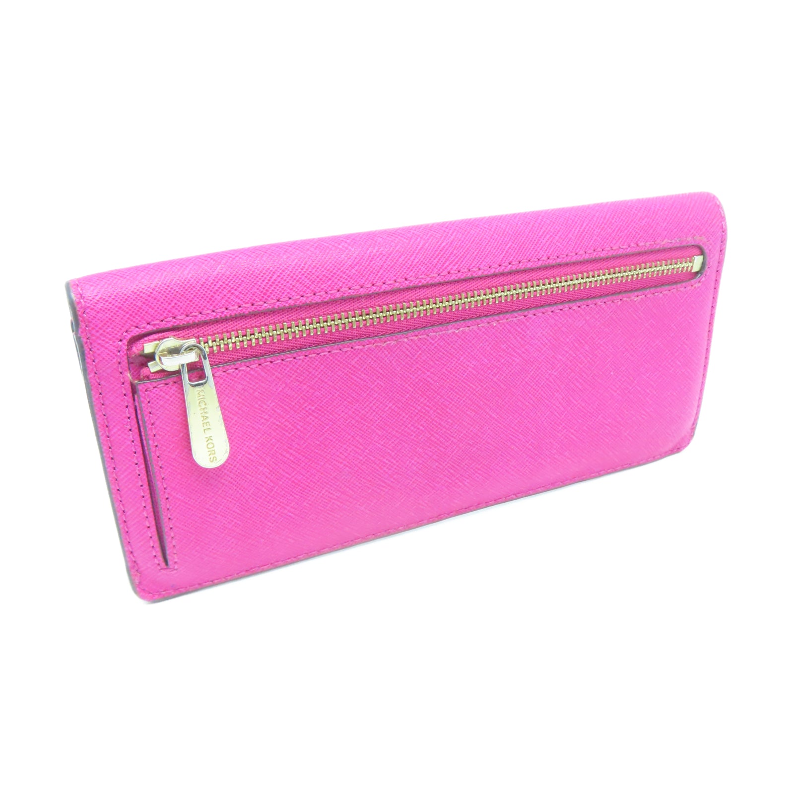 Michael Kors 皮革Long Wallet金扣長錢包粉紅色