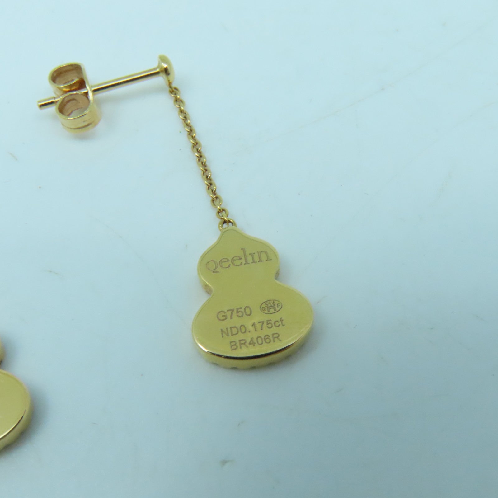 JEWELRY 18K黃金Qeelin Diamond Earrings0.175ct鑽石耳環紅色/金色