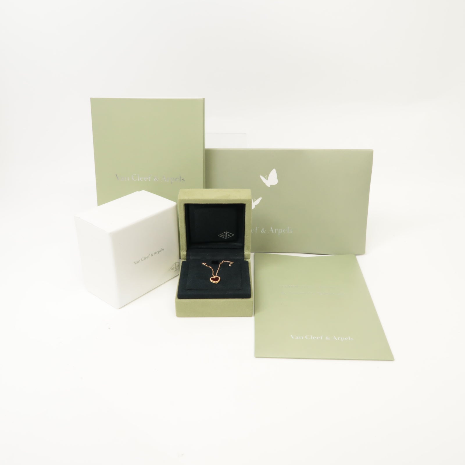 Van Cleef & Arpels 18K玫瑰金/紅玉髓Vintage Alhambra項鍊金色/紅色