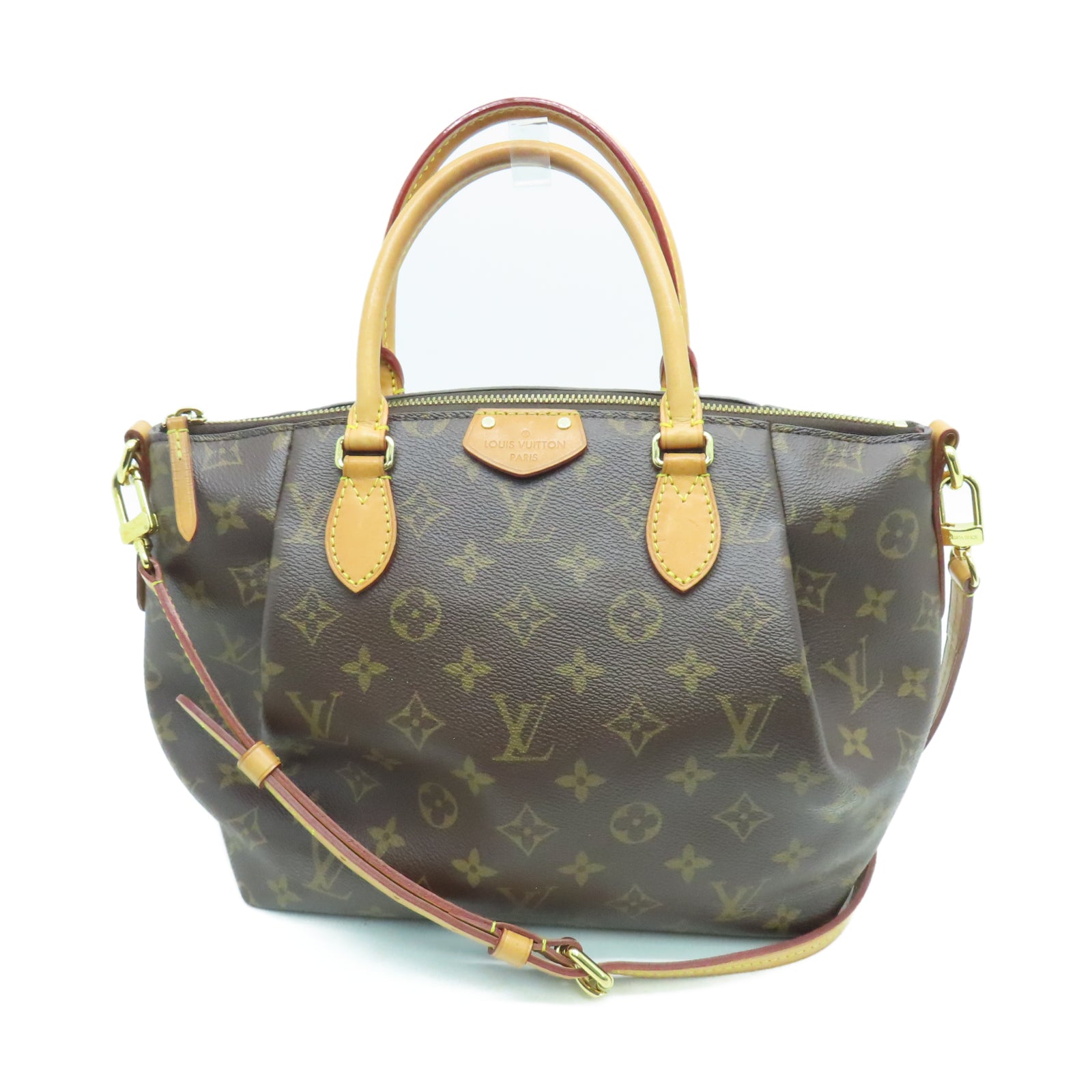 LOUIS VUITTON Monogram Turenne PM gold buckle handle shoulder bag brown