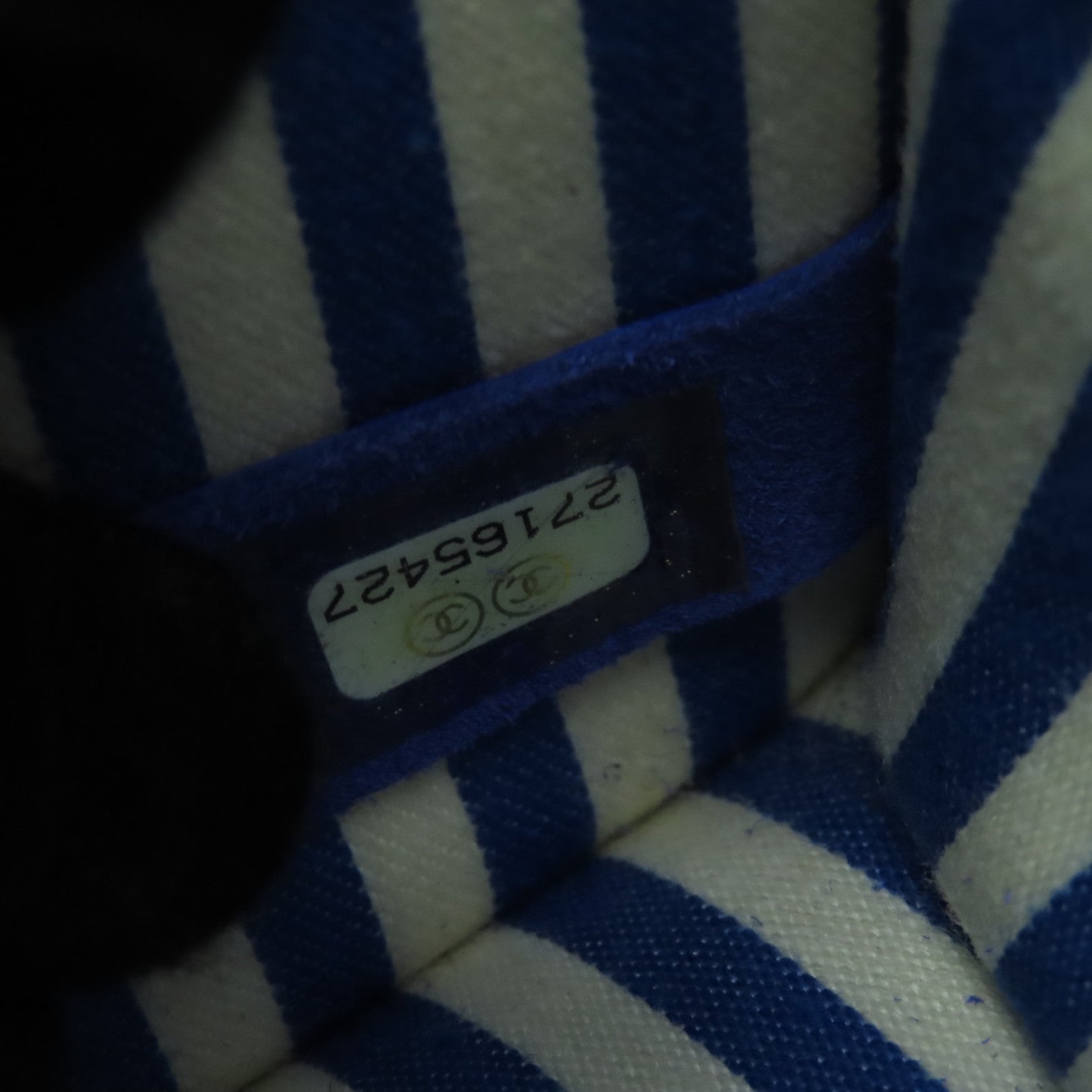 CHANEL 斜紋羊皮皮革Chain Shoulder Bag金扣鏈帶肩背袋藍色