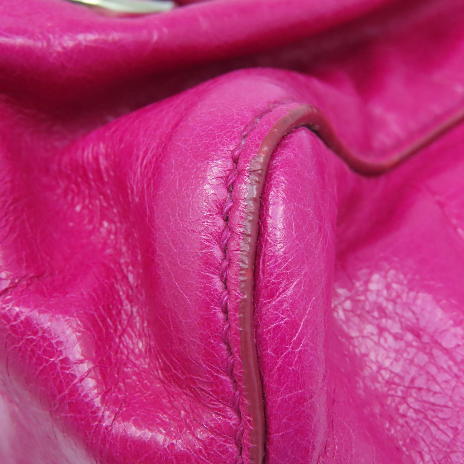Miu Miu 牛皮皮革2 Way Shoulder銀扣手挽肩背兩用袋粉紅色