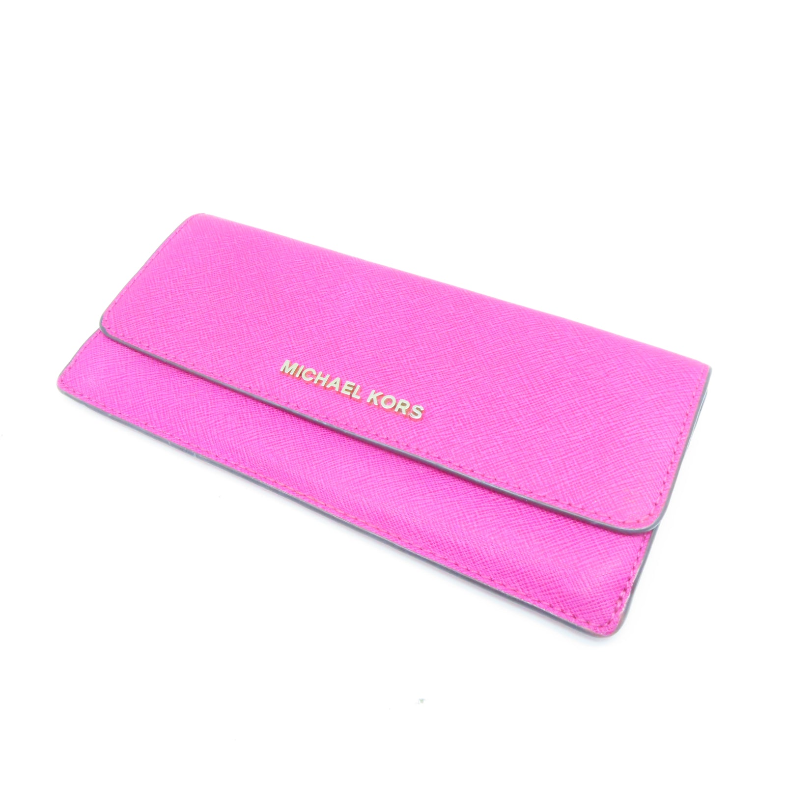 Michael Kors 皮革Long Wallet金扣長錢包粉紅色