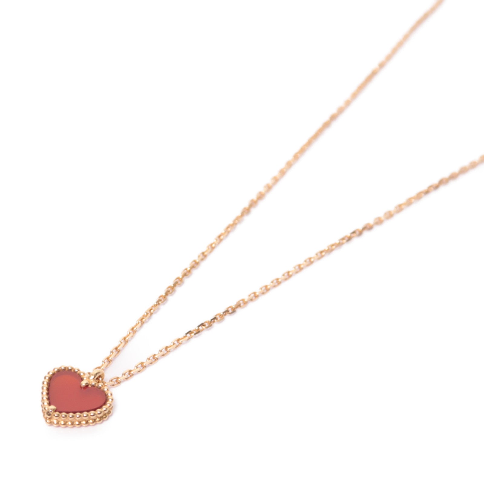 Van Cleef & Arpels 18K玫瑰金/紅玉髓Vintage Alhambra項鍊金色/紅色
