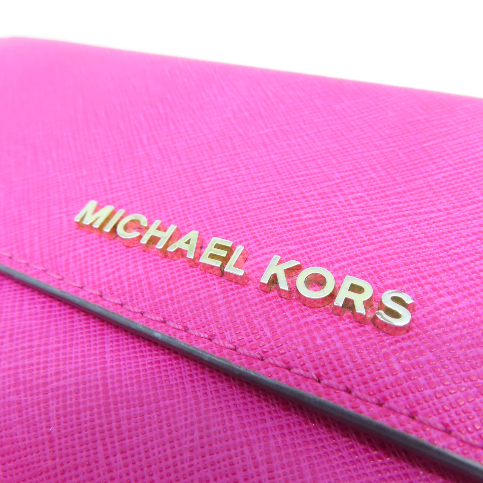 Michael Kors 皮革Long Wallet金扣長錢包粉紅色
