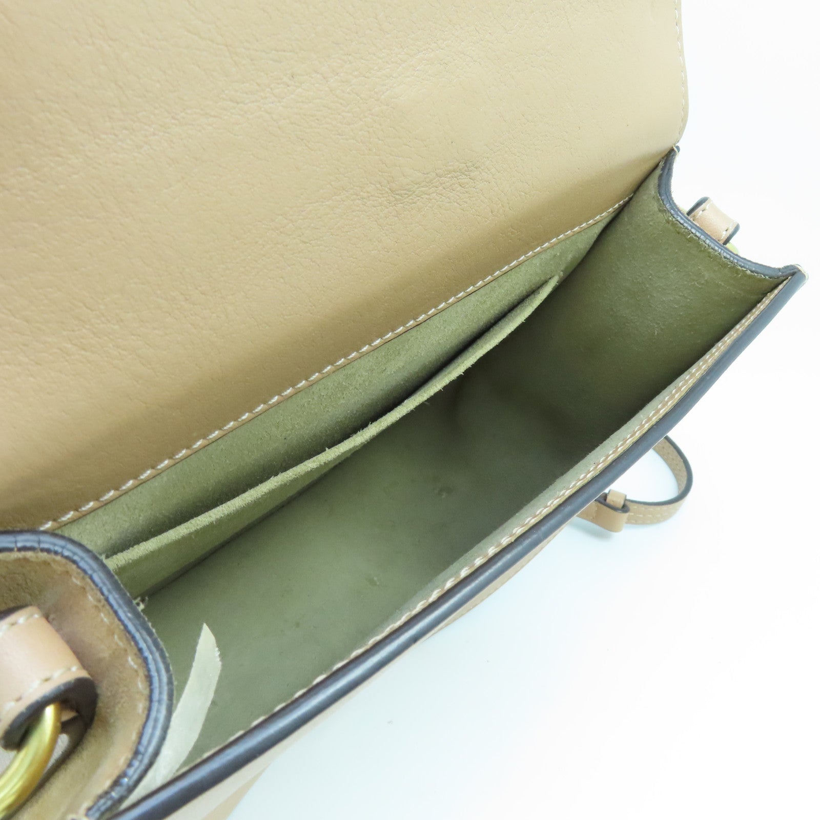 Chloe 牛皮皮革Shoulder Bag金扣手挽肩背两用袋杏色