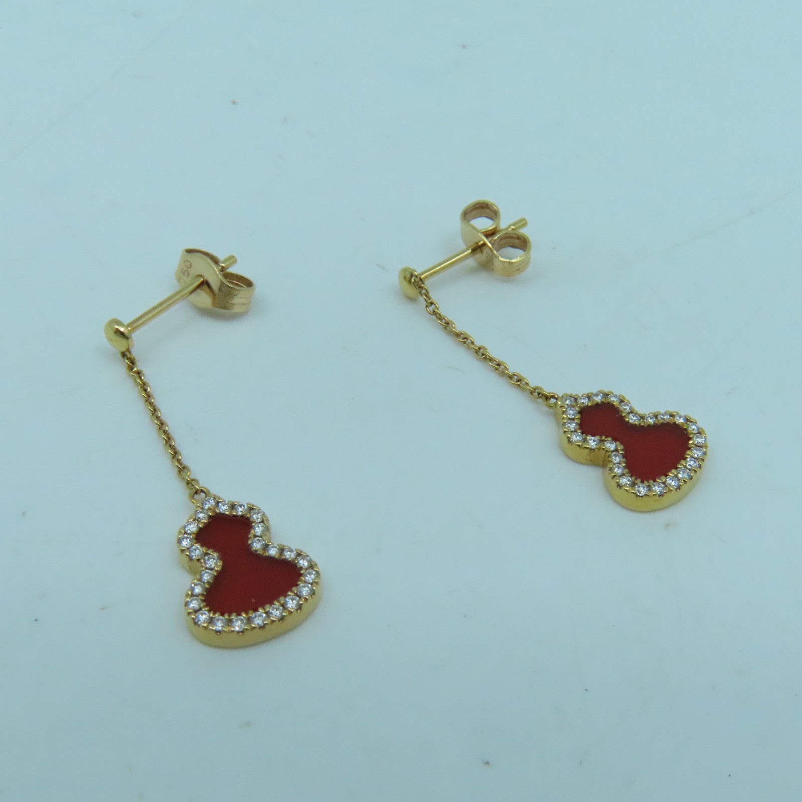 JEWELRY 18K黃金Qeelin Diamond Earrings0.175ct鑽石耳環紅色/金色