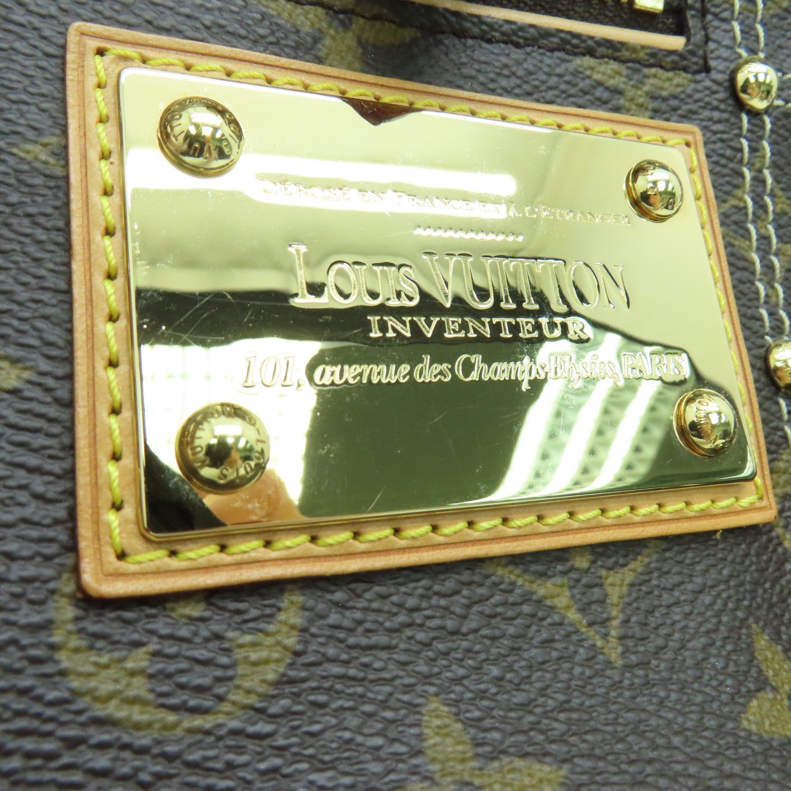 LOUIS VUITTON Monogram Rivets肩背袋金扣啡色