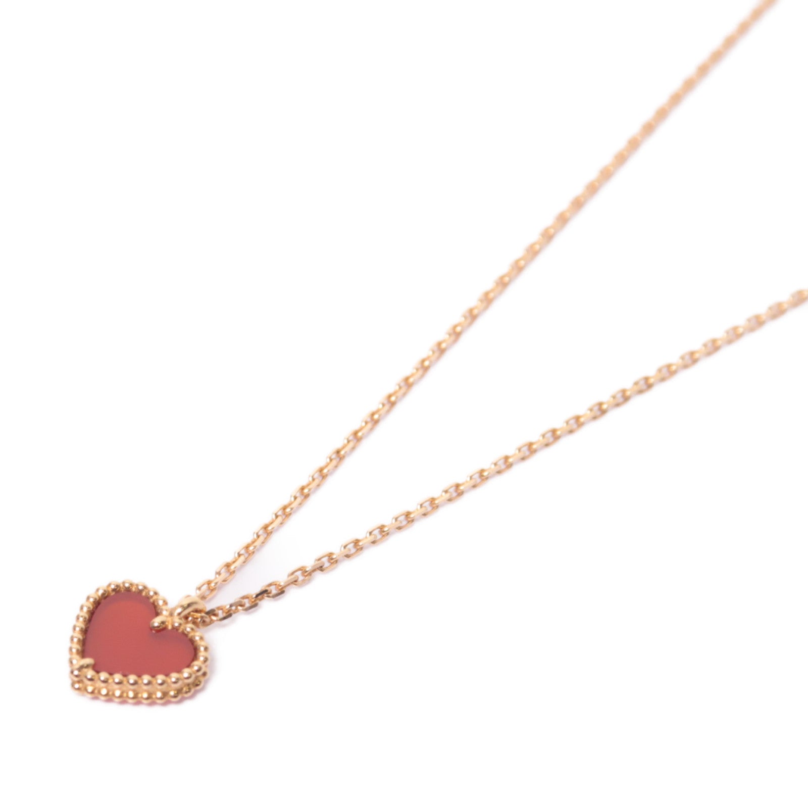 Van Cleef & Arpels 18K玫瑰金/紅玉髓Vintage Alhambra項鍊金色/紅色