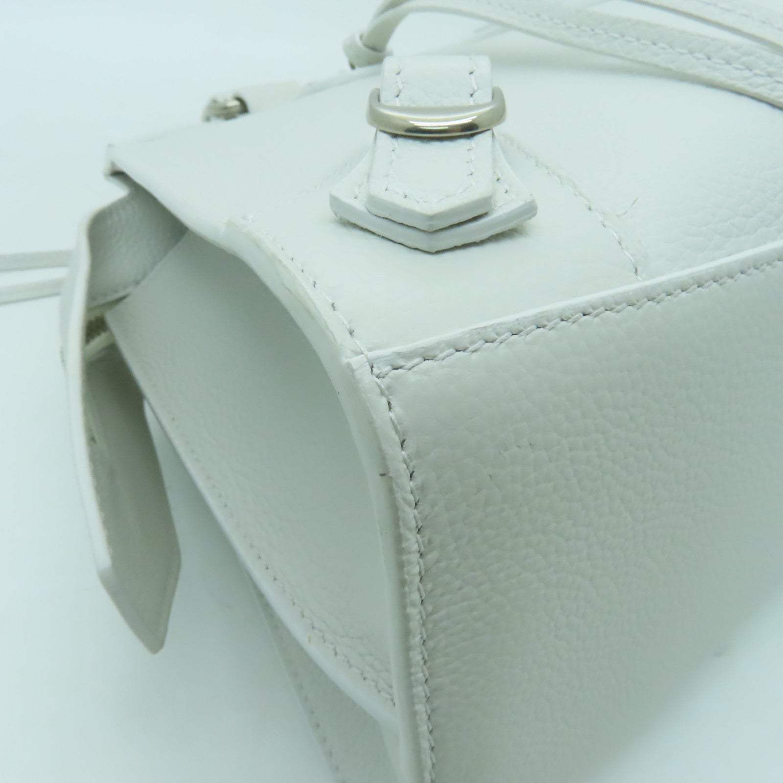 BALENCIAGA 牛皮皮革Neo Classic City S Bag銀扣手挽肩背兩用袋白色