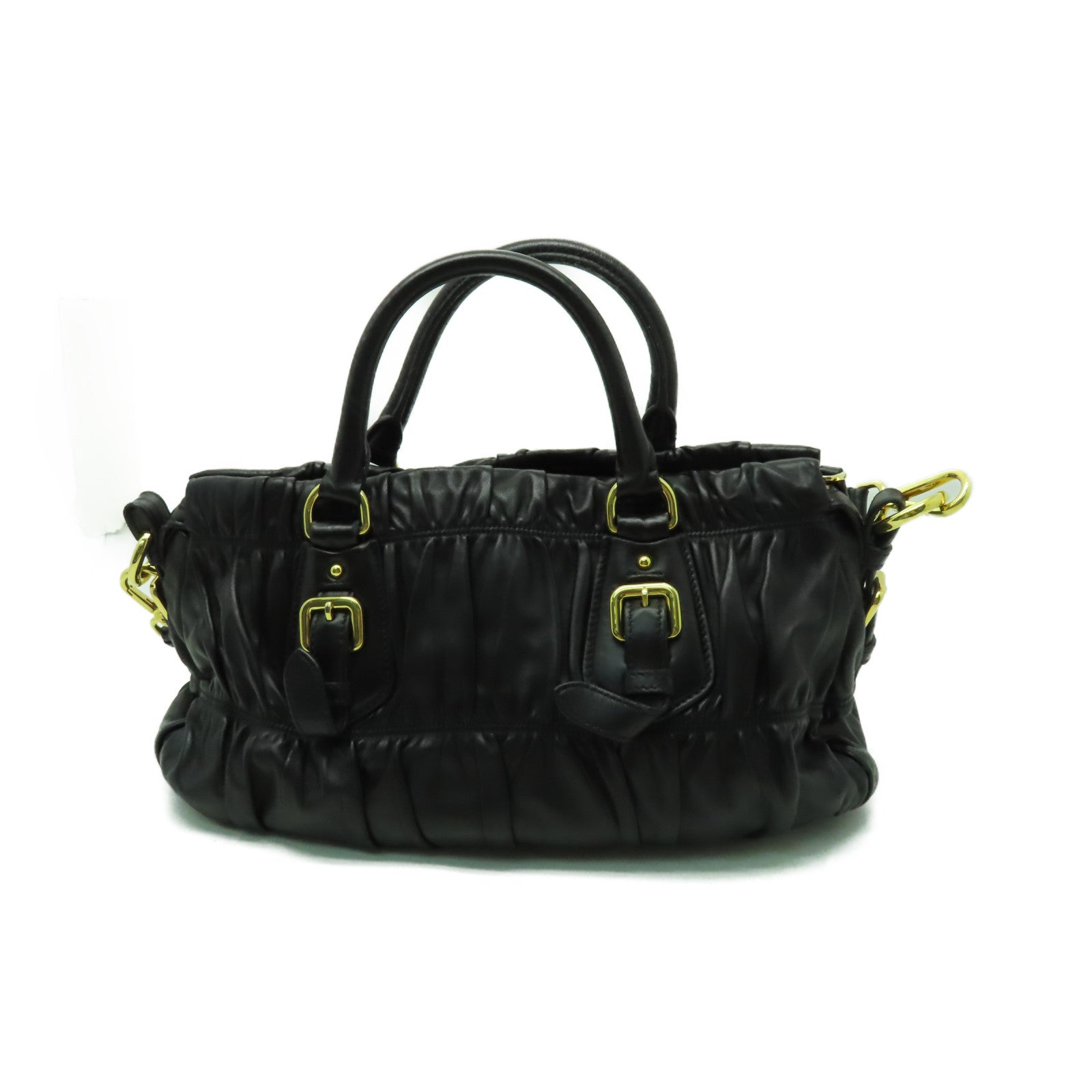 PRADA 牛皮皮革2 Way Shoulder金扣手挽肩背兩用袋黑色