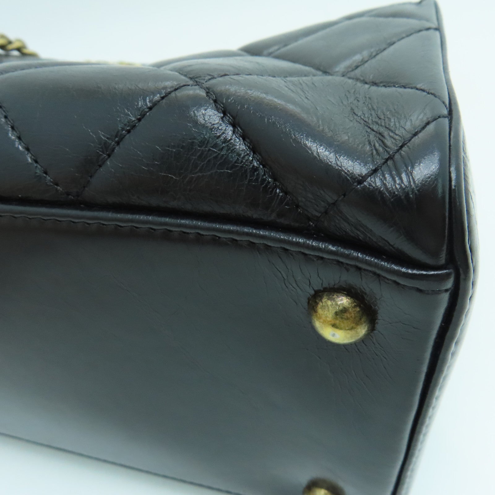 CHANEL 菱格Caviar皮革Tote Bag金扣手挽袋黑色