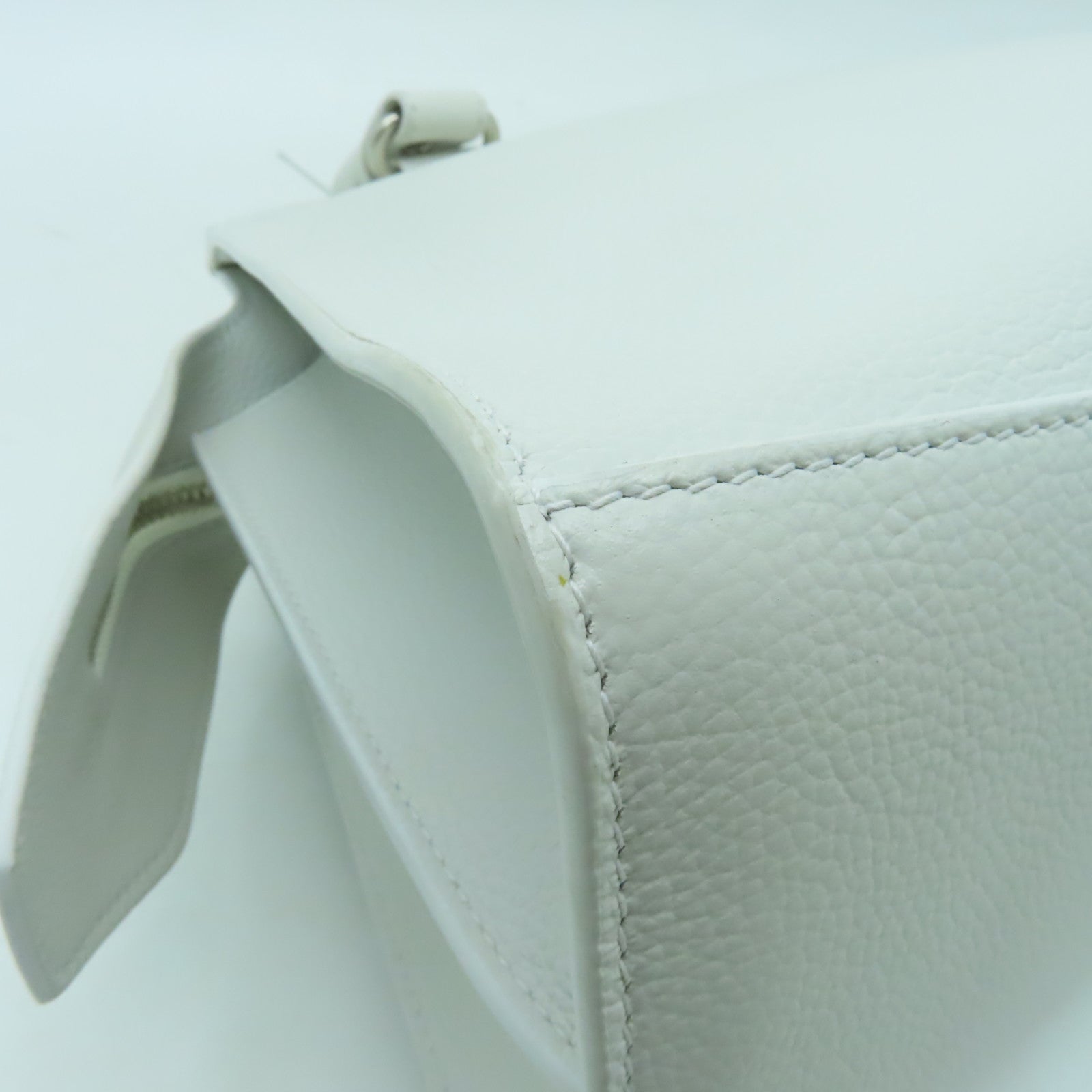BALENCIAGA 牛皮皮革Neo Classic City S Bag銀扣手挽肩背兩用袋白色