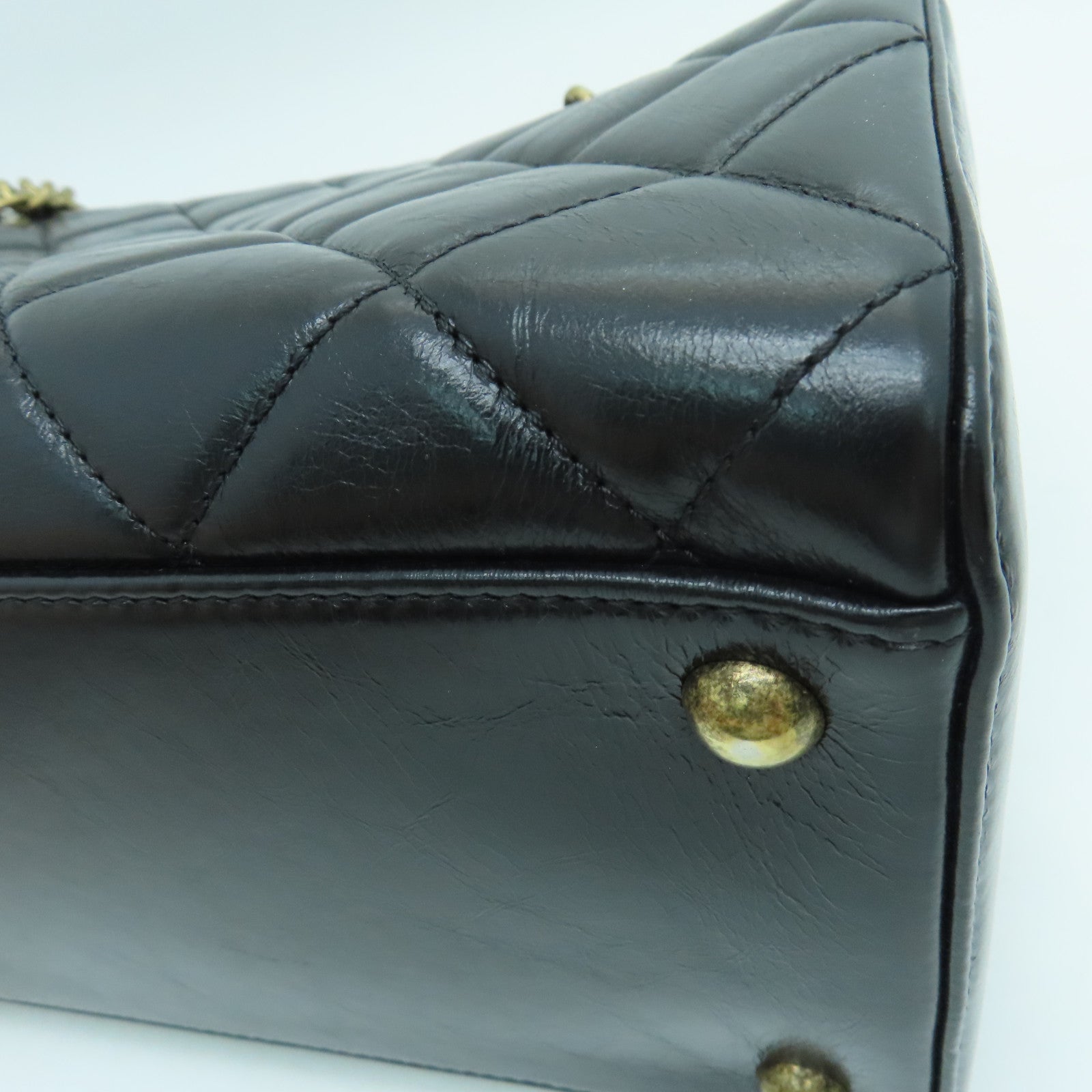CHANEL 菱格Caviar皮革Tote Bag金扣手挽袋黑色