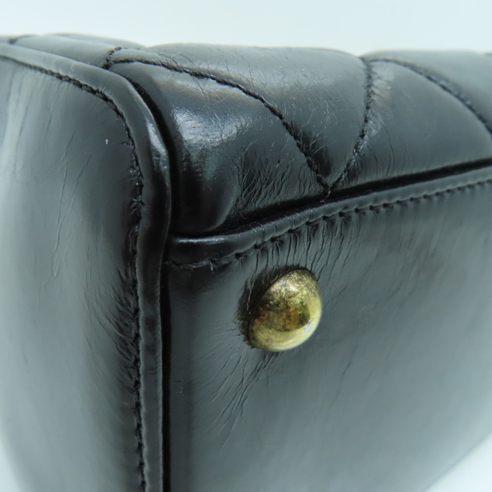 CHANEL 菱格Caviar皮革Tote Bag金扣手挽袋黑色