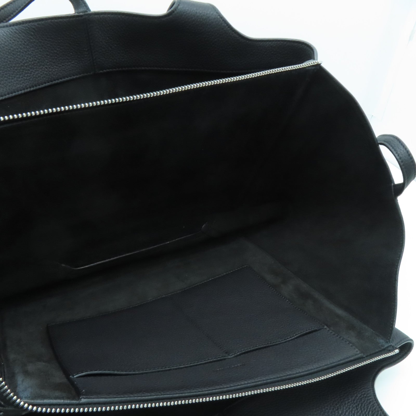 CELINE 牛皮皮革Frifold Tote銀扣手挽袋/肩背袋黑色