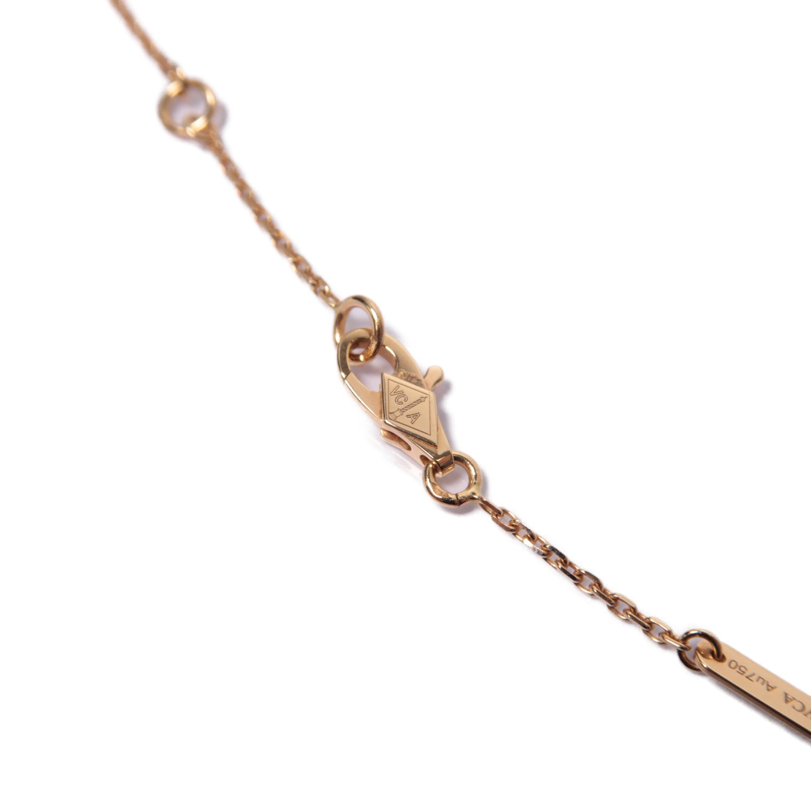 Van Cleef & Arpels 18K玫瑰金/紅玉髓Vintage Alhambra項鍊金色/紅色