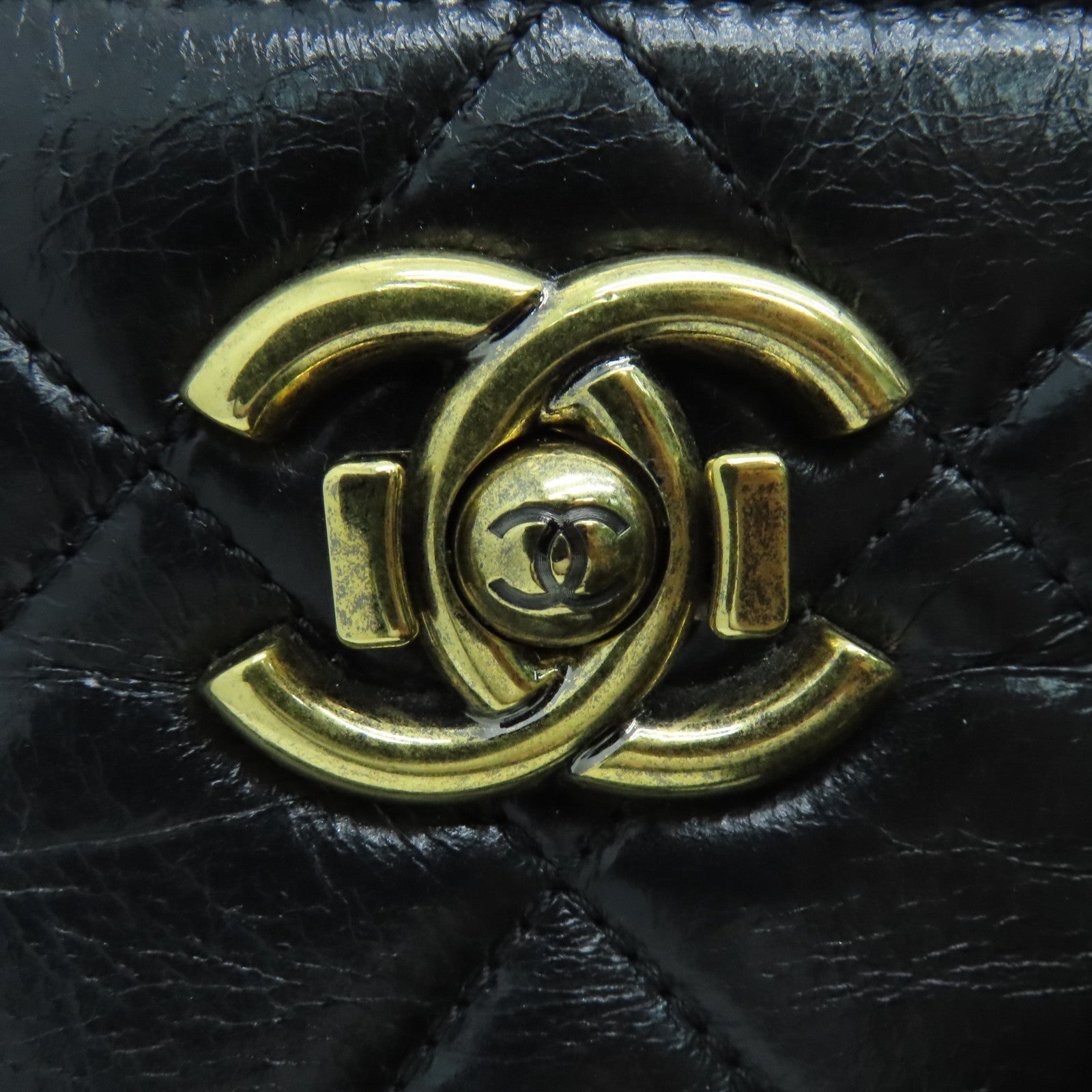 CHANEL 菱格Caviar皮革Tote Bag金扣手挽袋黑色