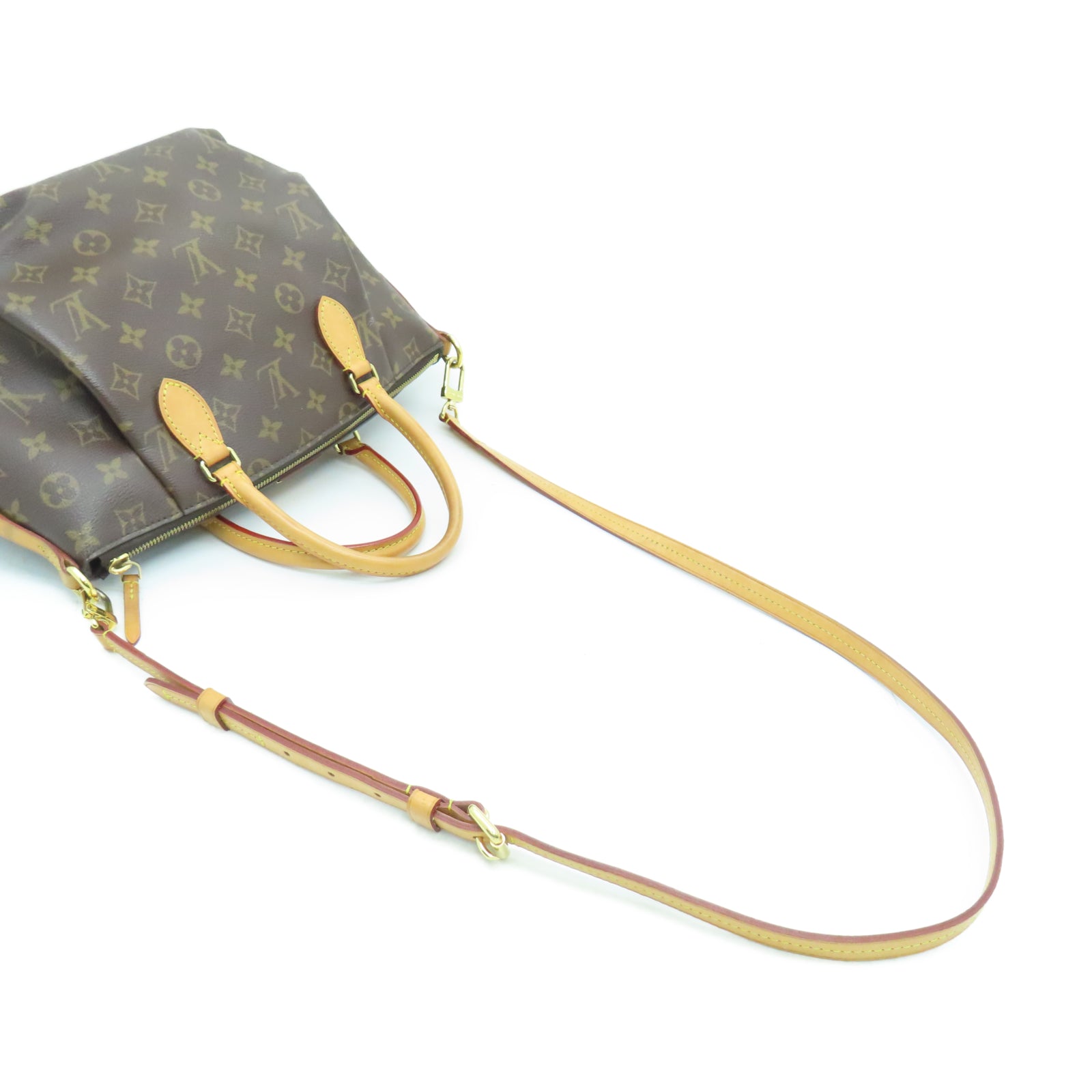 LOUIS VUITTON Monogram Turenne PM gold buckle handle shoulder bag brown