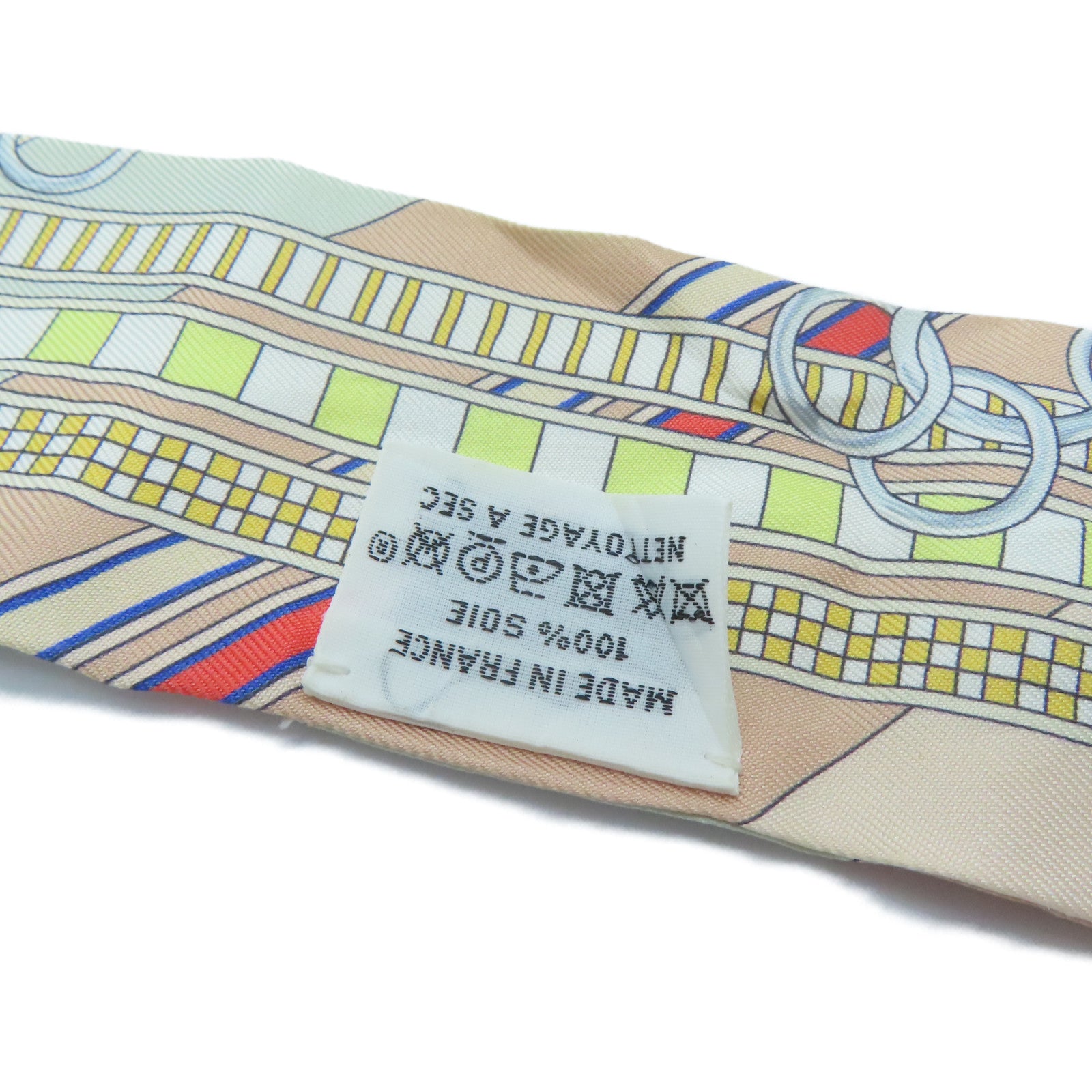 HERMES 絲質Twilly絲巾米色