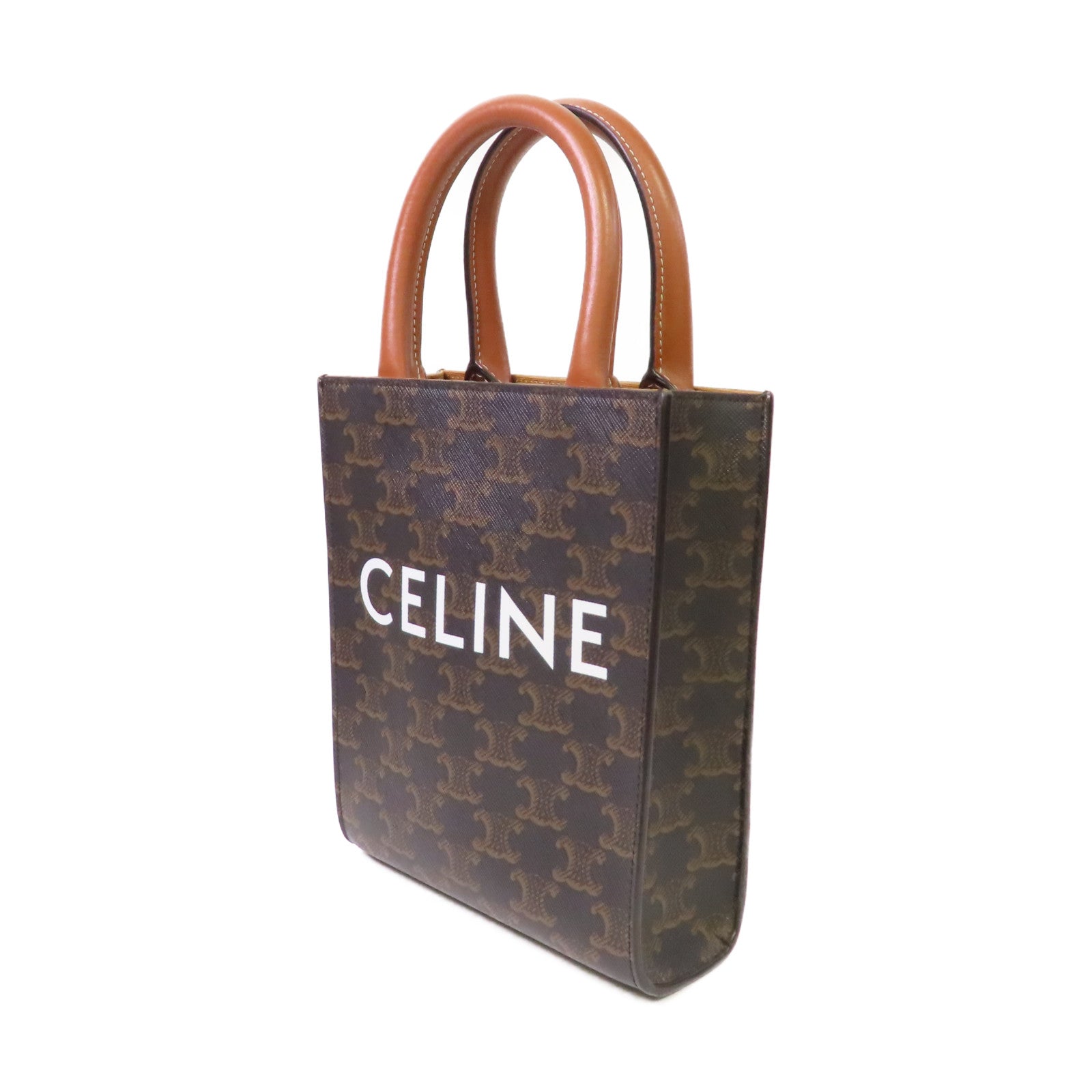 CELINE Triomphe帆布Mini Cabas 2Way Shoulder Bag手挽肩背兩用袋啡色