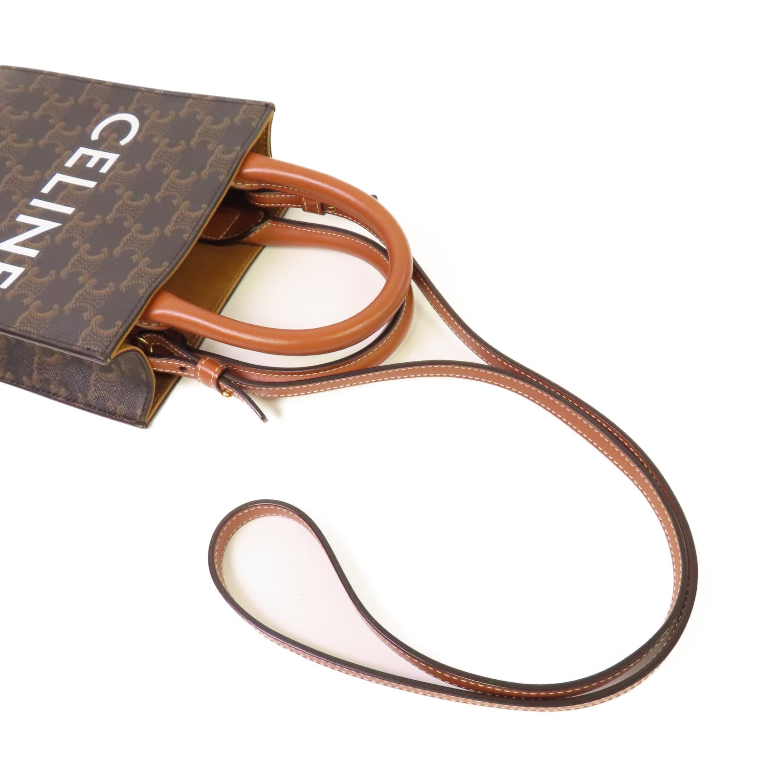 CELINE Triomphe帆布Mini Cabas 2Way Shoulder Bag手挽肩背兩用袋啡色