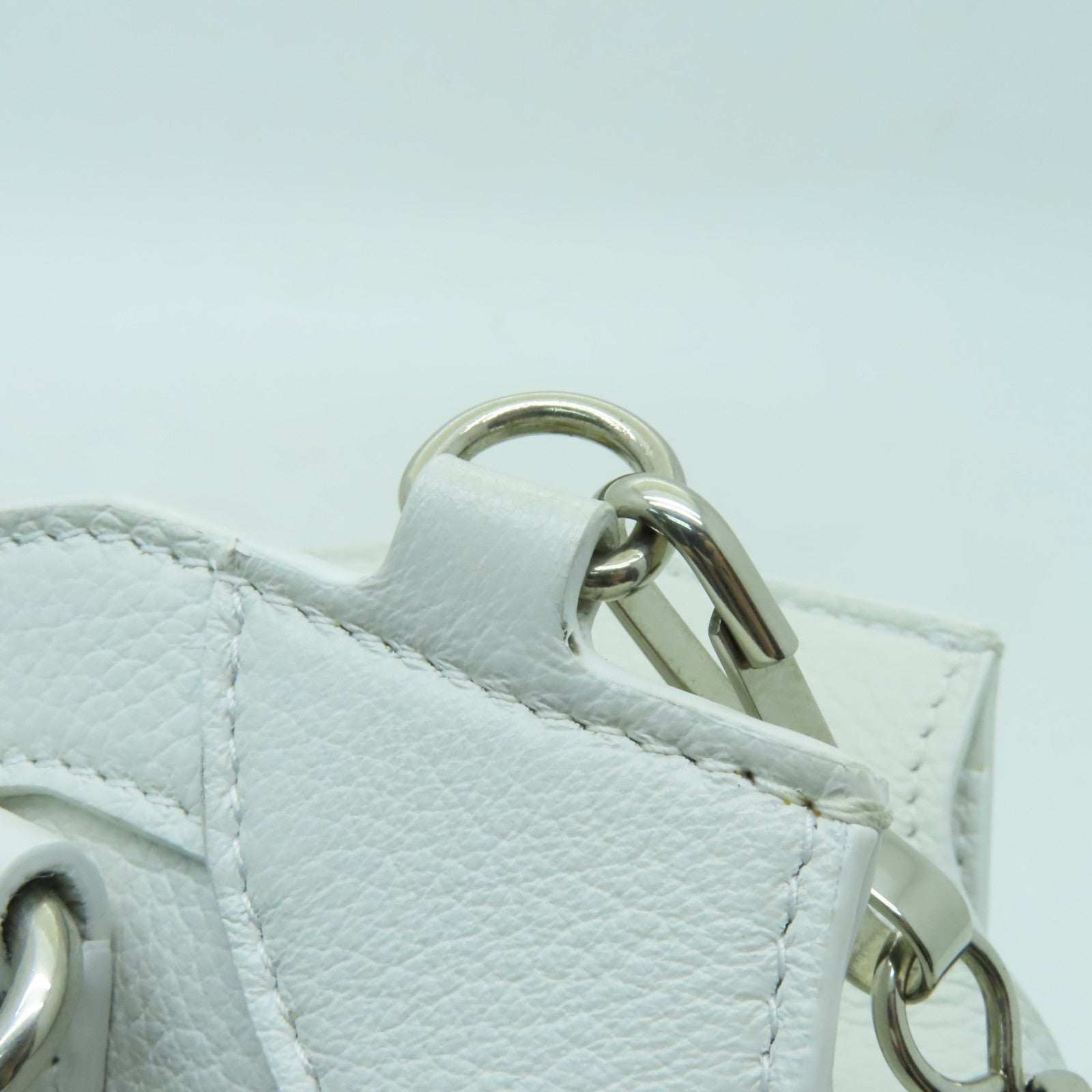 BALENCIAGA 牛皮皮革Neo Classic City S Bag銀扣手挽肩背兩用袋白色