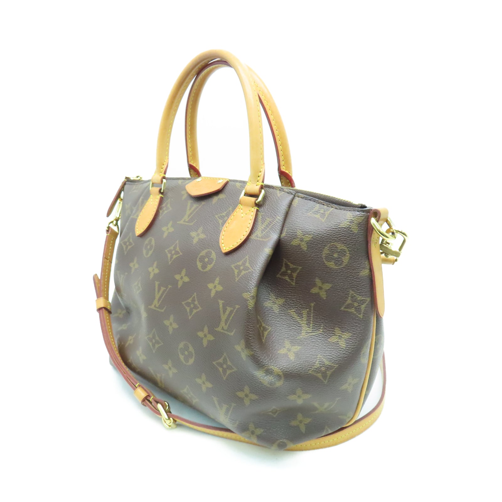 LOUIS VUITTON Monogram Turenne PM gold buckle handle shoulder bag brown