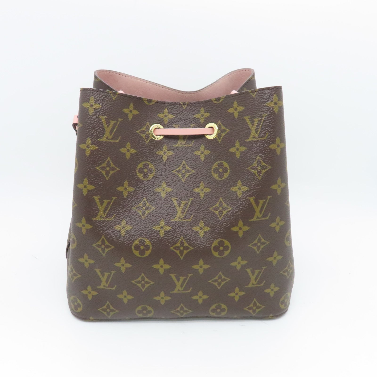 LOUIS VUITTON Monogram Neo Noe MM金扣肩背袋棕色/粉紅色
