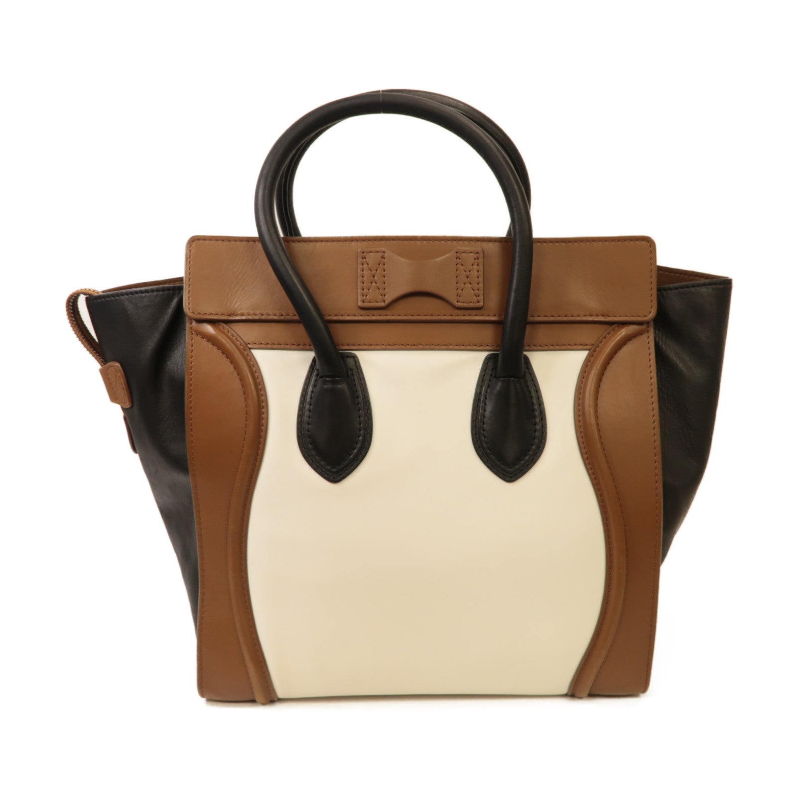 CELINE 牛皮皮革Mini Luggage Handbag金扣手挽袋白色/黑色/啡色