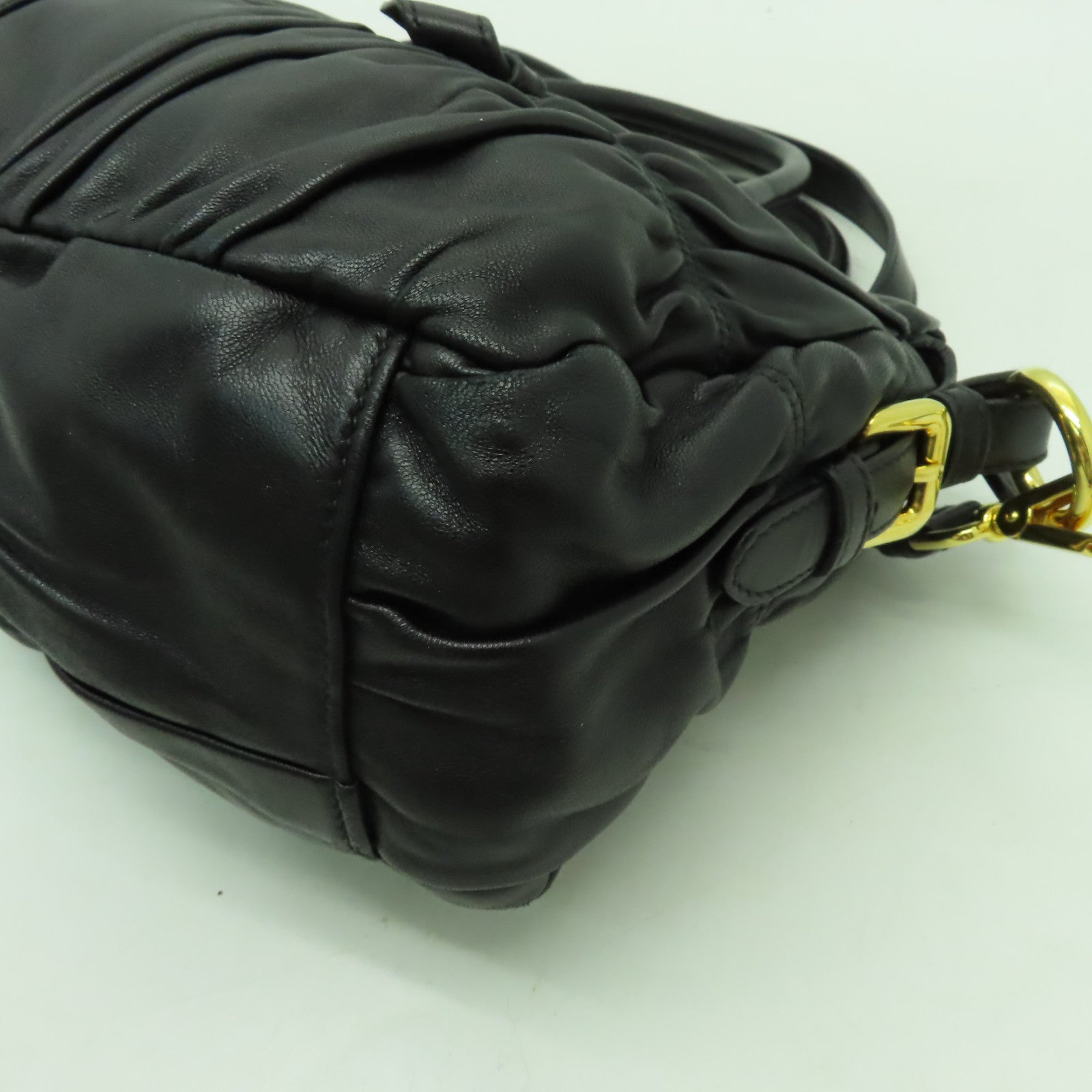 PRADA 牛皮皮革2 Way Shoulder金扣手挽肩背兩用袋黑色