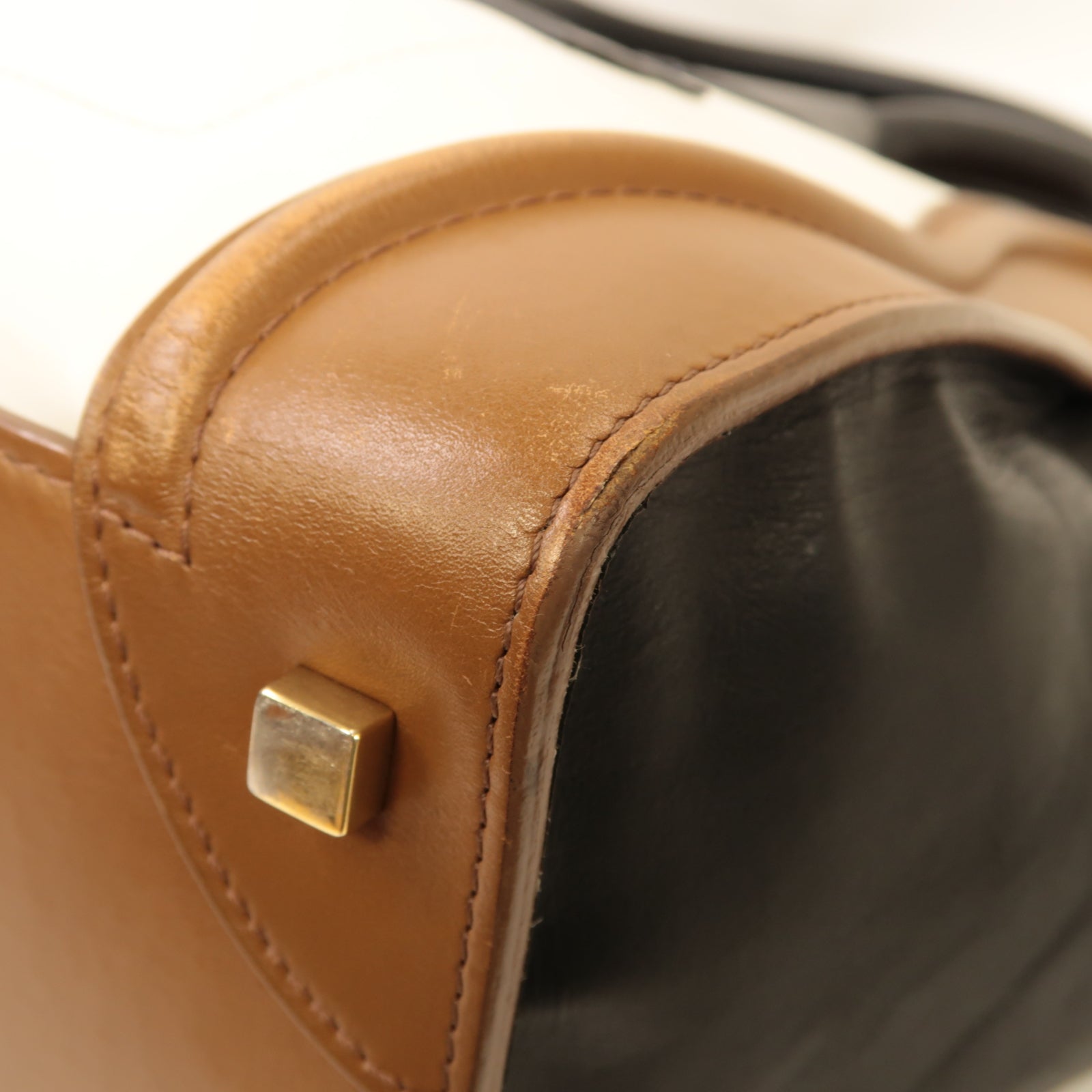 CELINE 牛皮皮革Mini Luggage Handbag金扣手挽袋白色/黑色/啡色