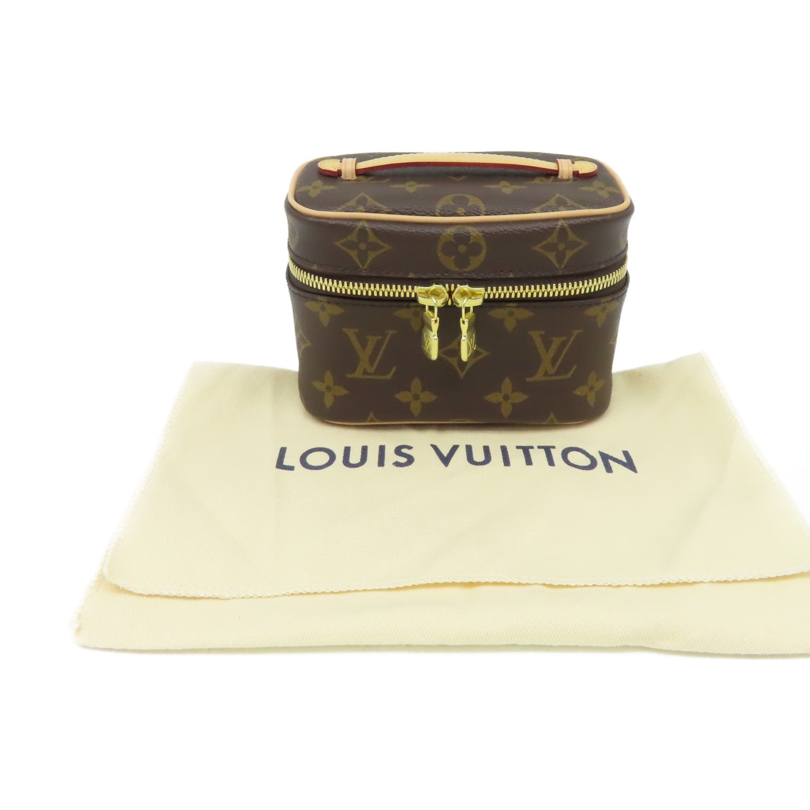 LOUIS VUITTON Monogram Nice Nano Toiletry Pouch金扣手拿包啡色
