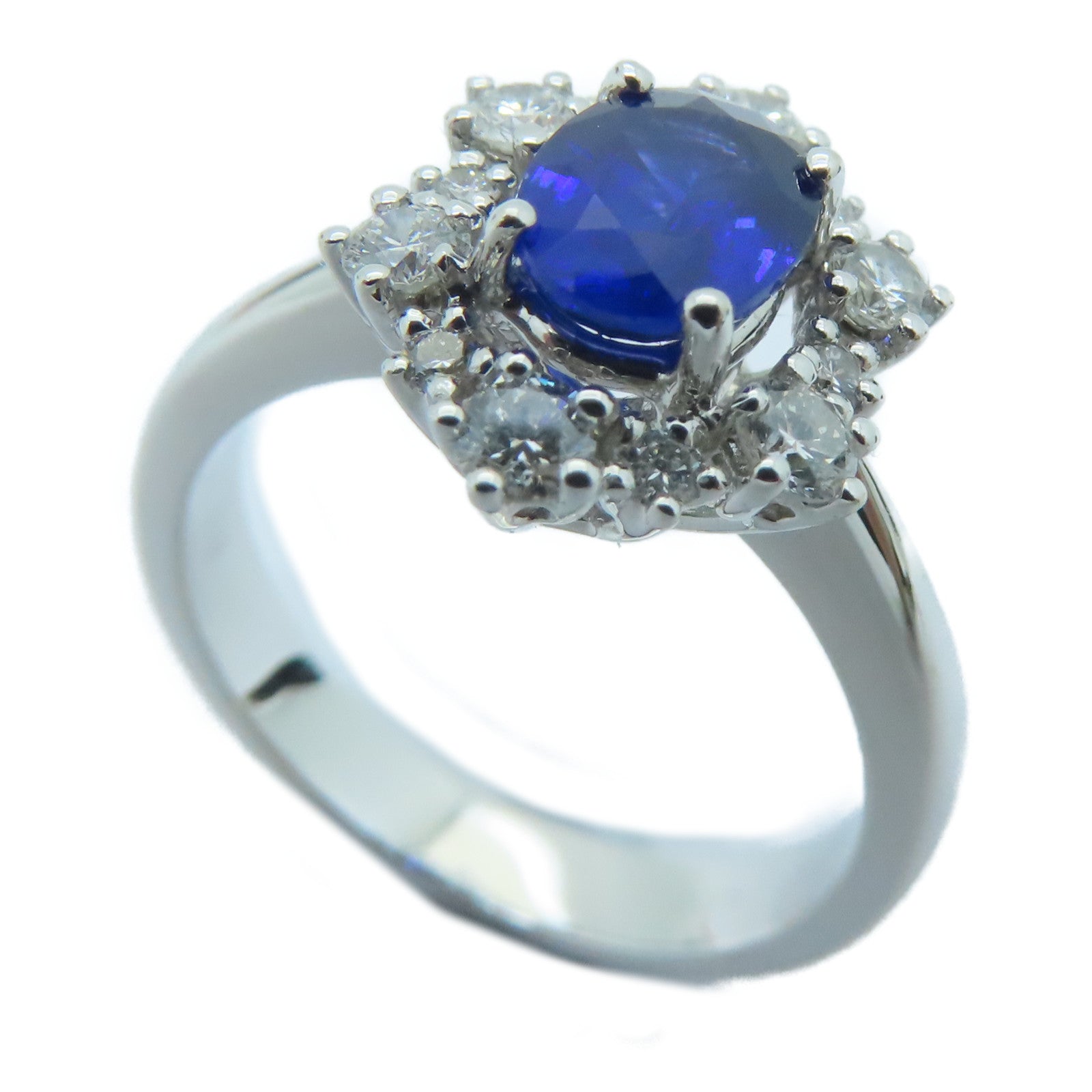 JEWELRY 18K白金Sapphire Ring蓝宝石戒指US#6