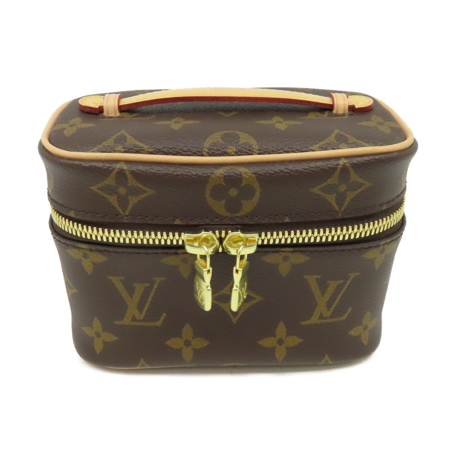 LOUIS VUITTON Monogram Nice Nano Toiletry Pouch金扣手拿包啡色