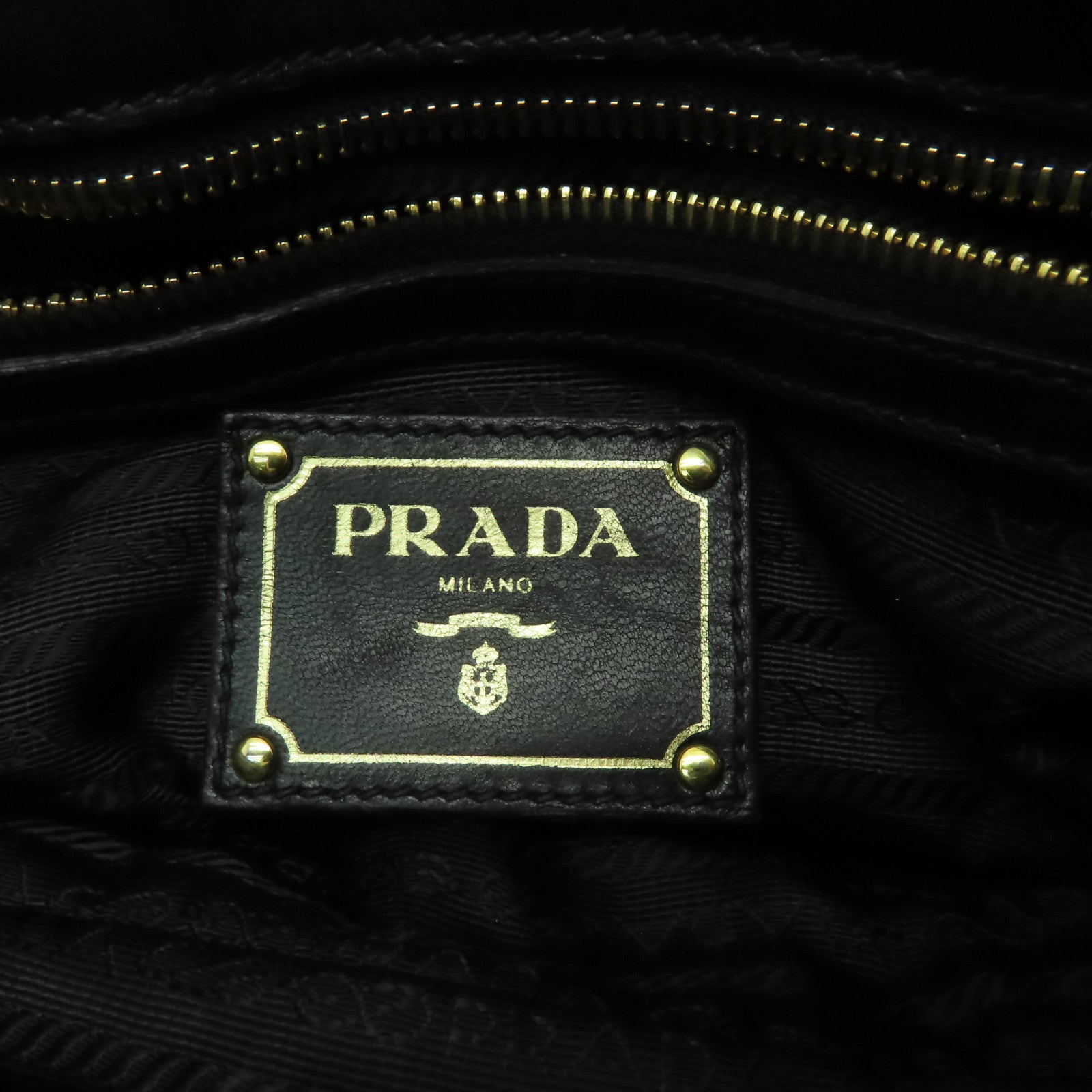 PRADA 牛皮皮革2 Way Shoulder金扣手挽肩背兩用袋黑色