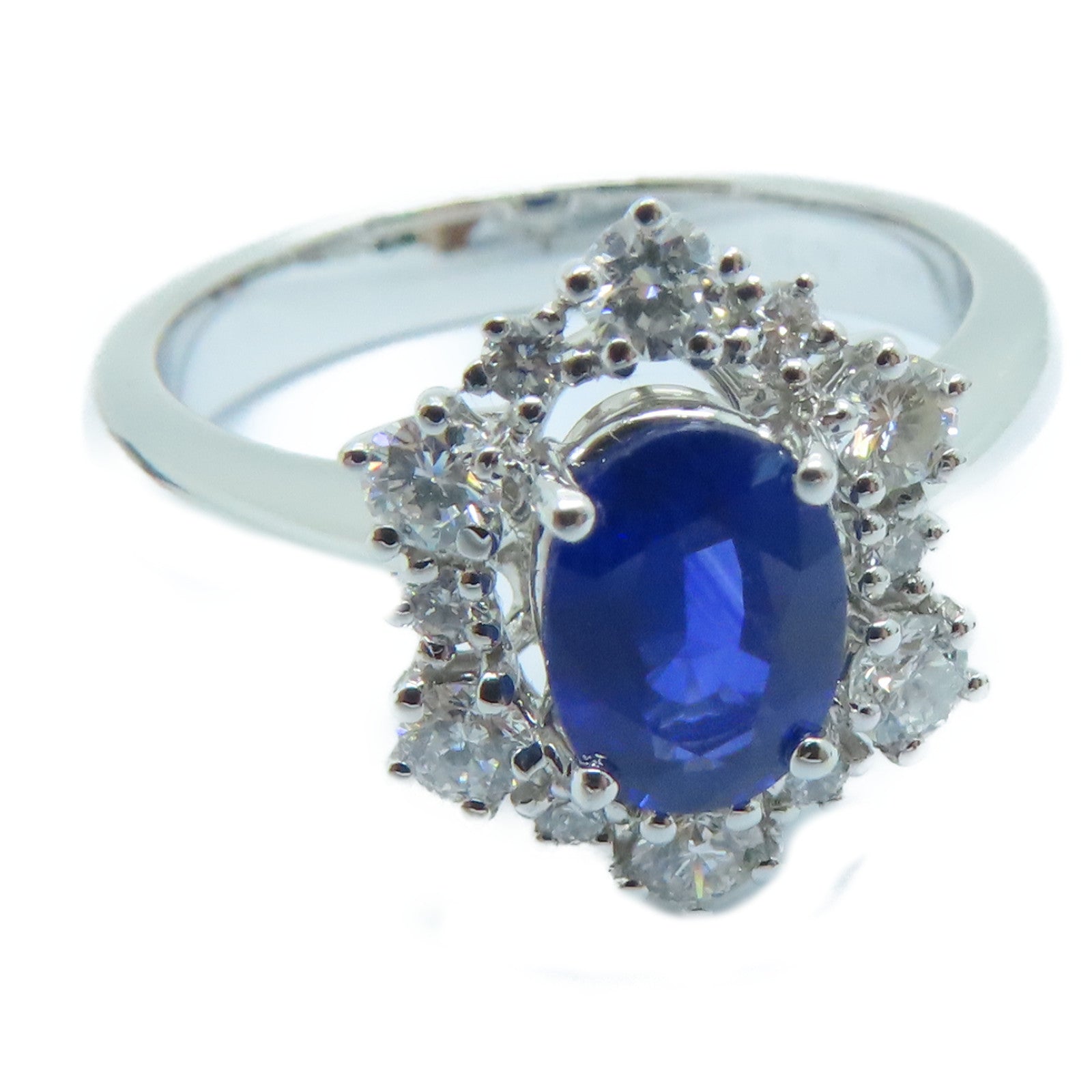 JEWELRY 18K白金Sapphire Ring蓝宝石戒指US#6